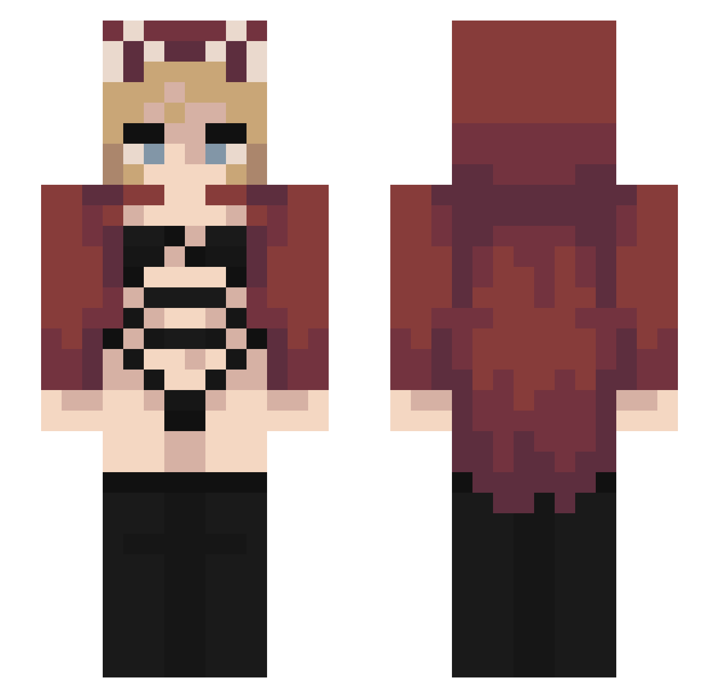 Zbrkr Minecraft skin, front and back view