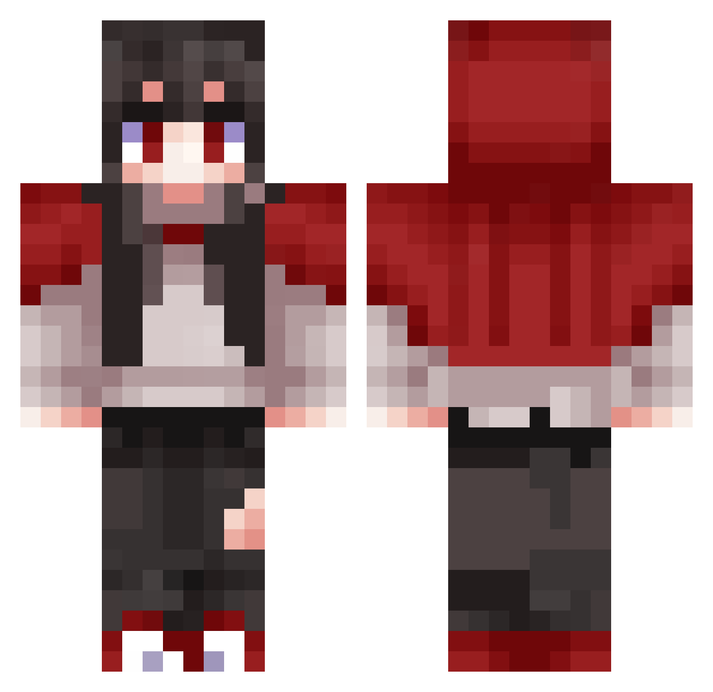 Loganspelar Minecraft skin, front and back view