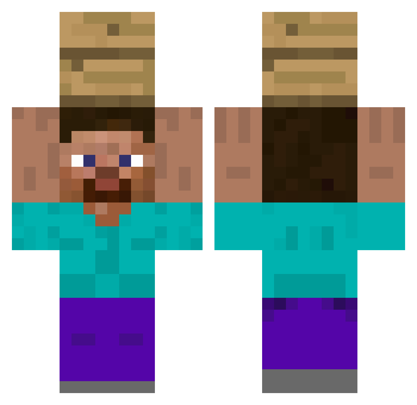 LouiE412 Minecraft skin, front and back view