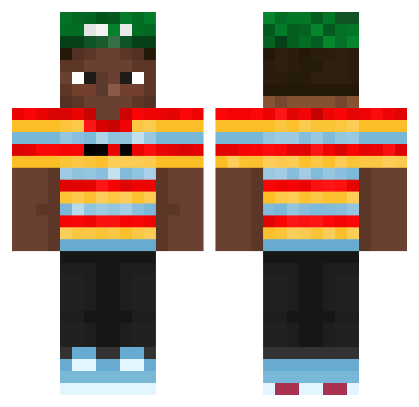 xVeXo Minecraft skin, front and back view