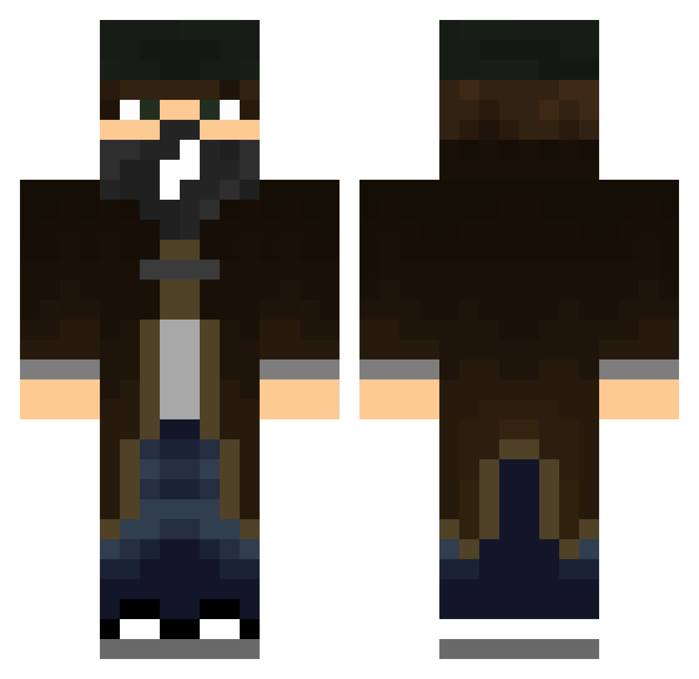 Buttony Minecraft skin, front and back view