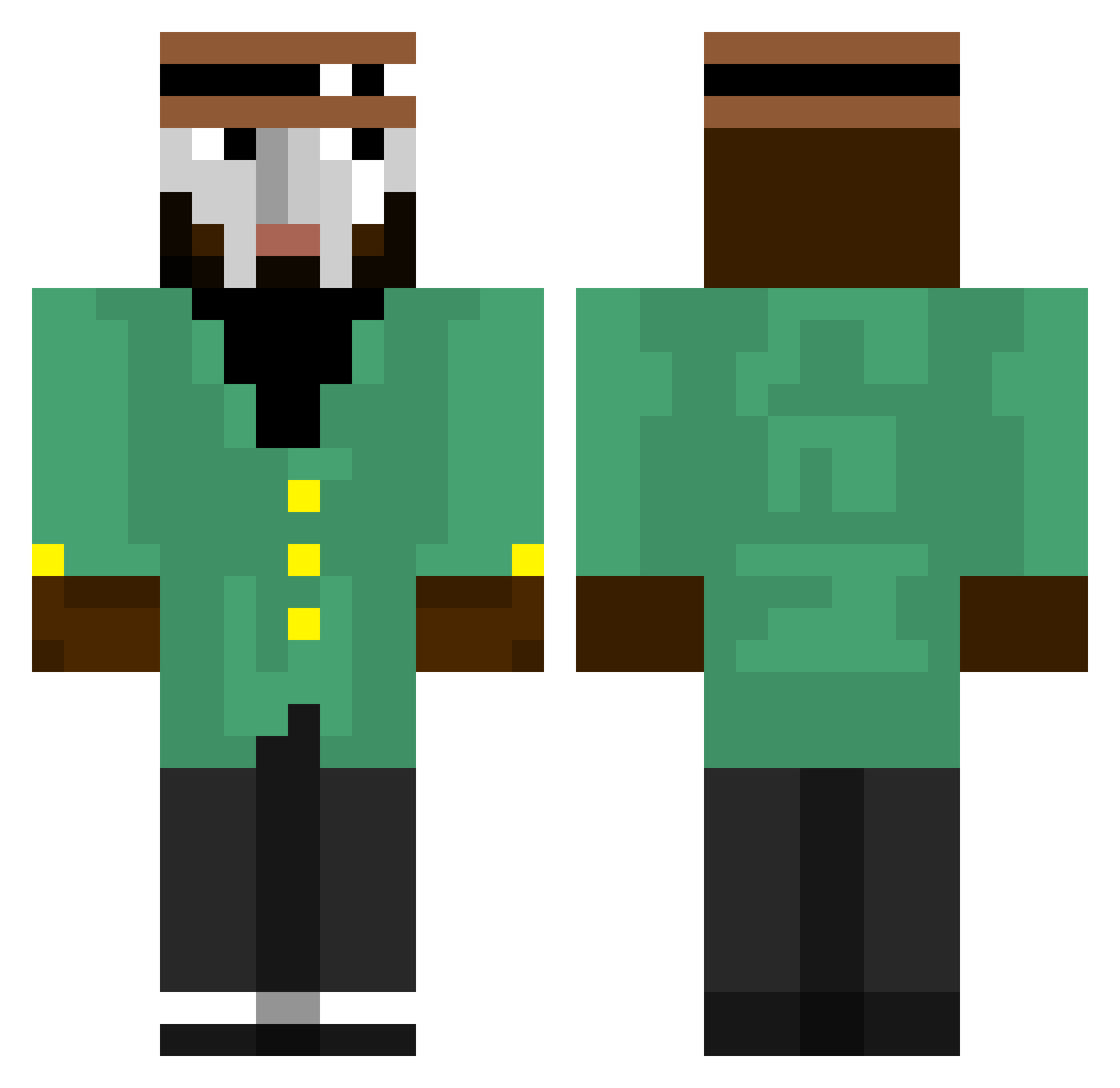 Alyzor Minecraft skin, front and back view
