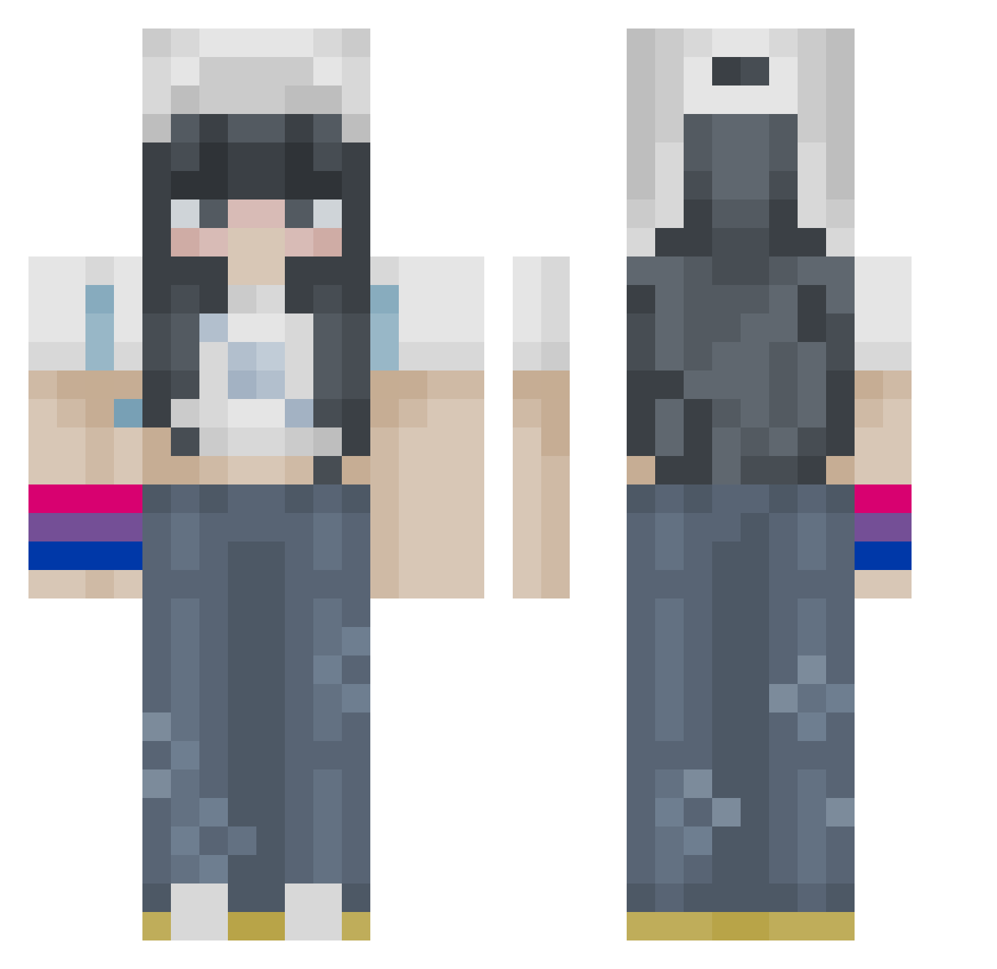 Zeegus Minecraft skin, front and back view