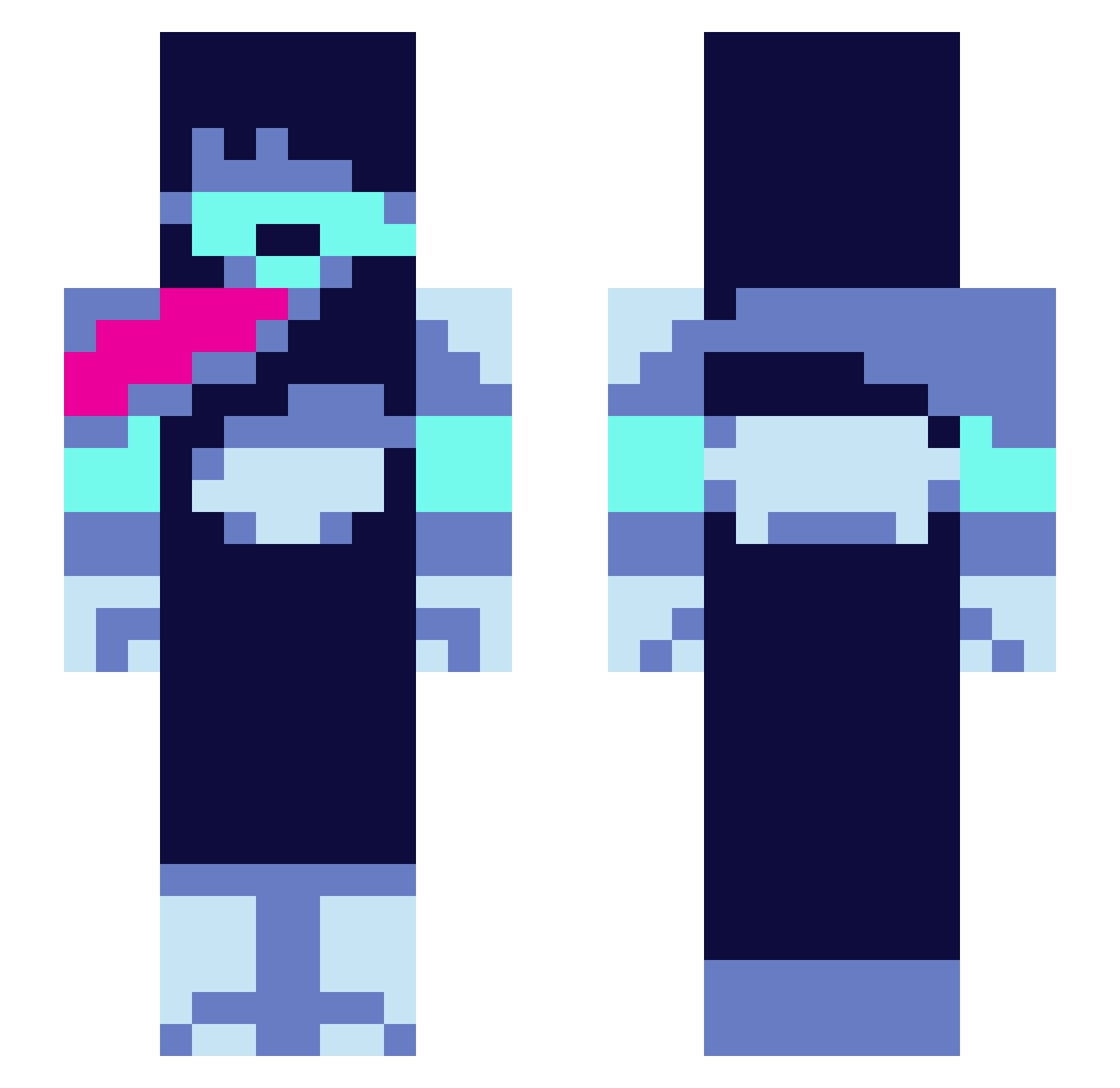 GuyWithAviators Minecraft skin, front and back view