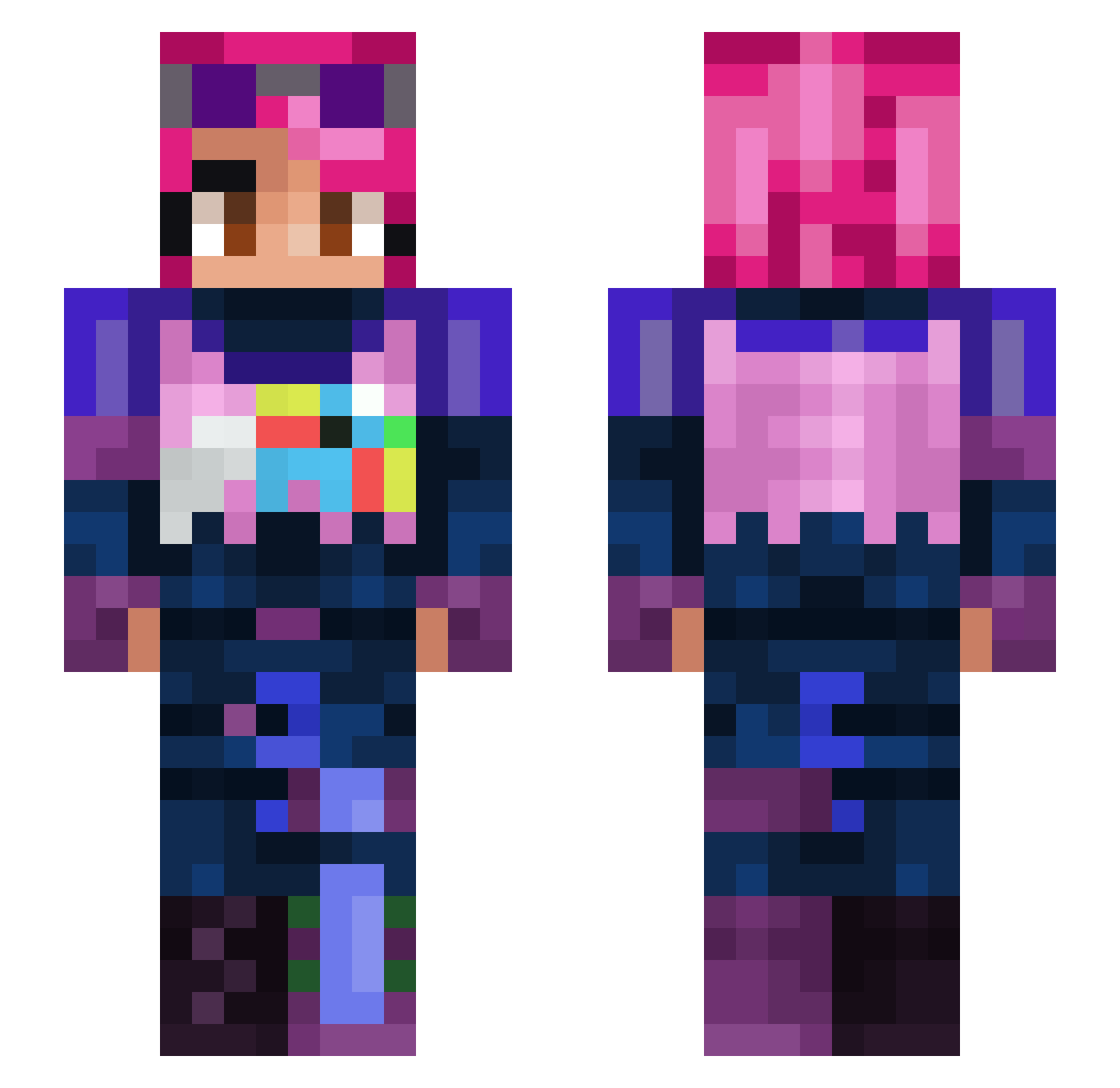 siltation Minecraft skin, front and back view