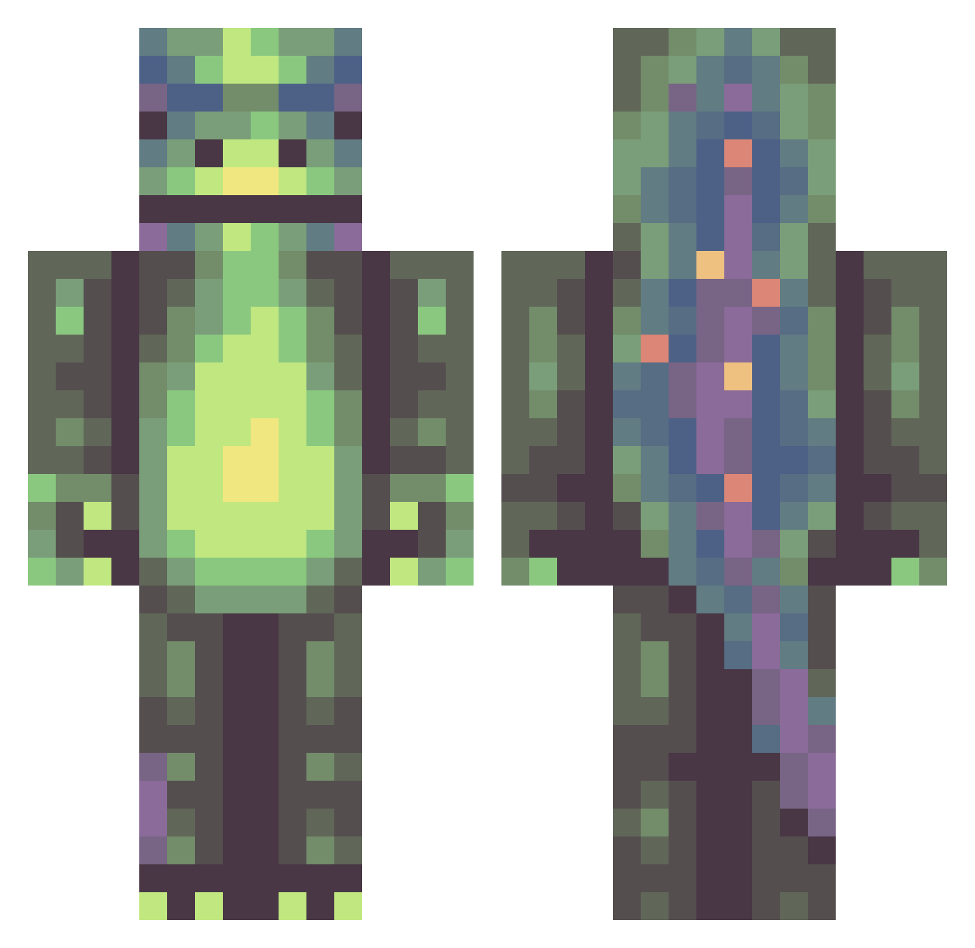 lizard_thief Minecraft skin, front and back view
