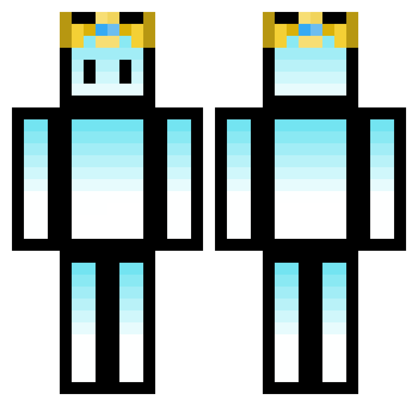 Pepeking1 Minecraft skin, front and back view