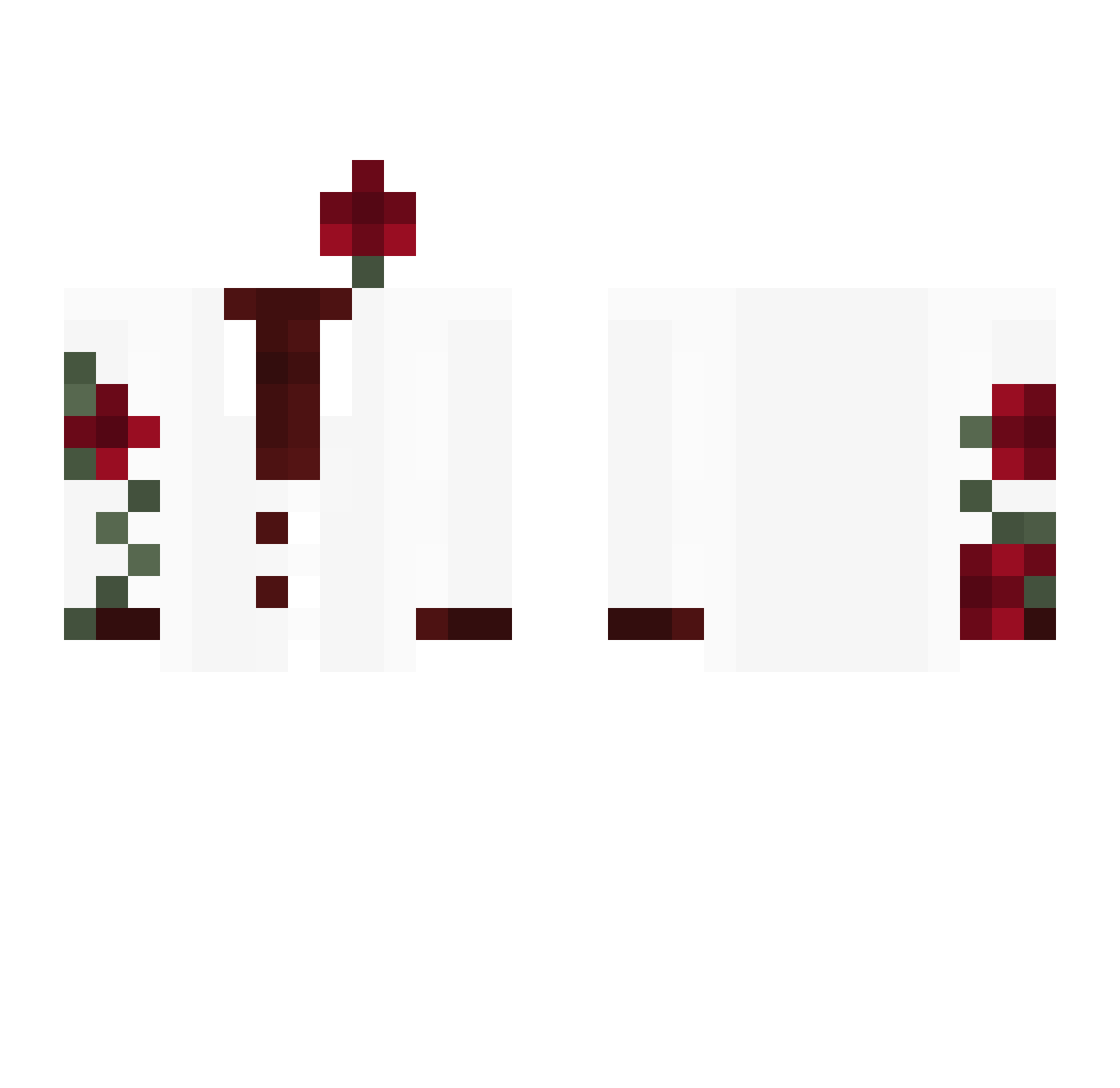 Infamouser Minecraft skin, front and back view