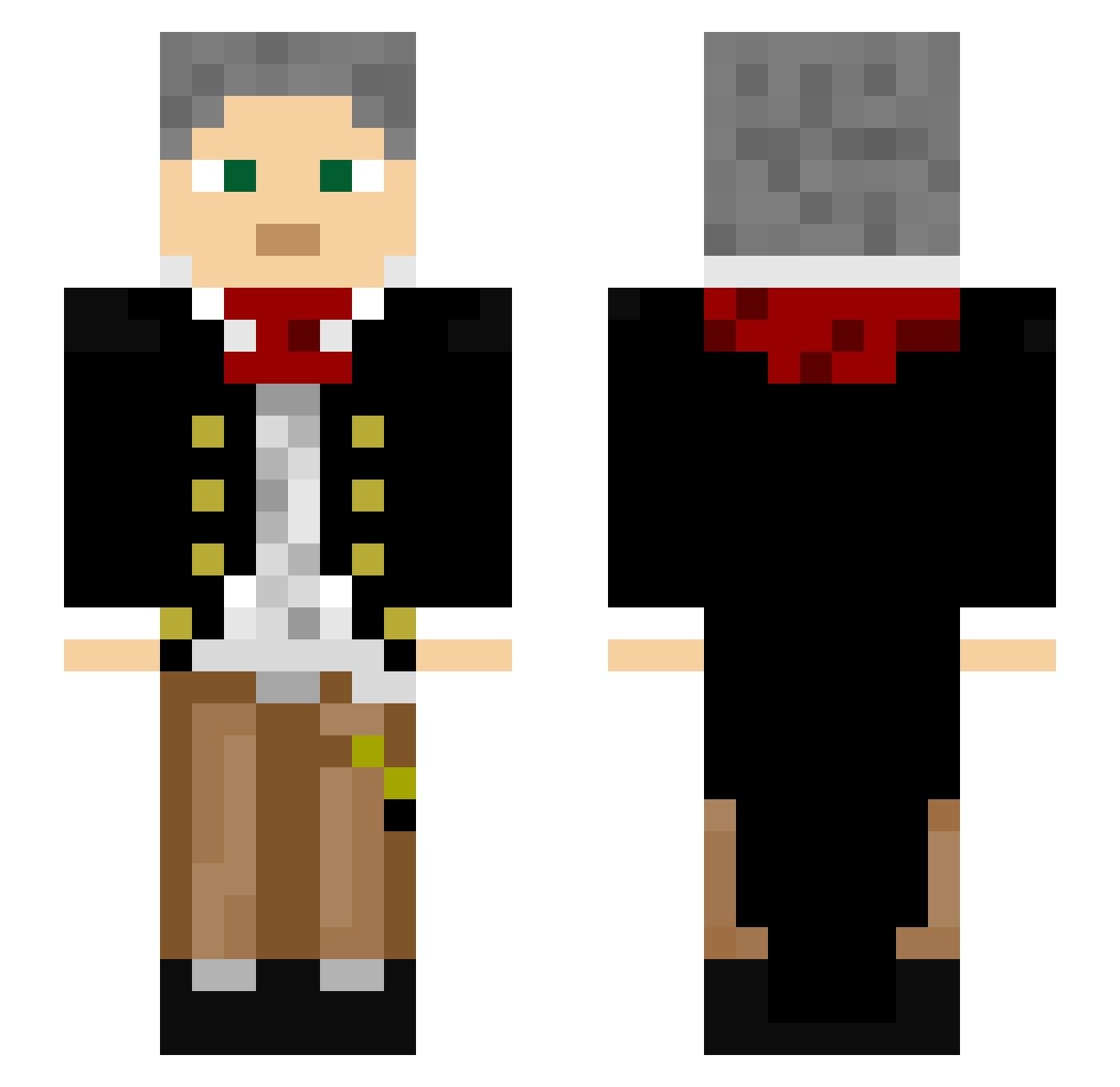 Beethoven Minecraft skin, front and back view