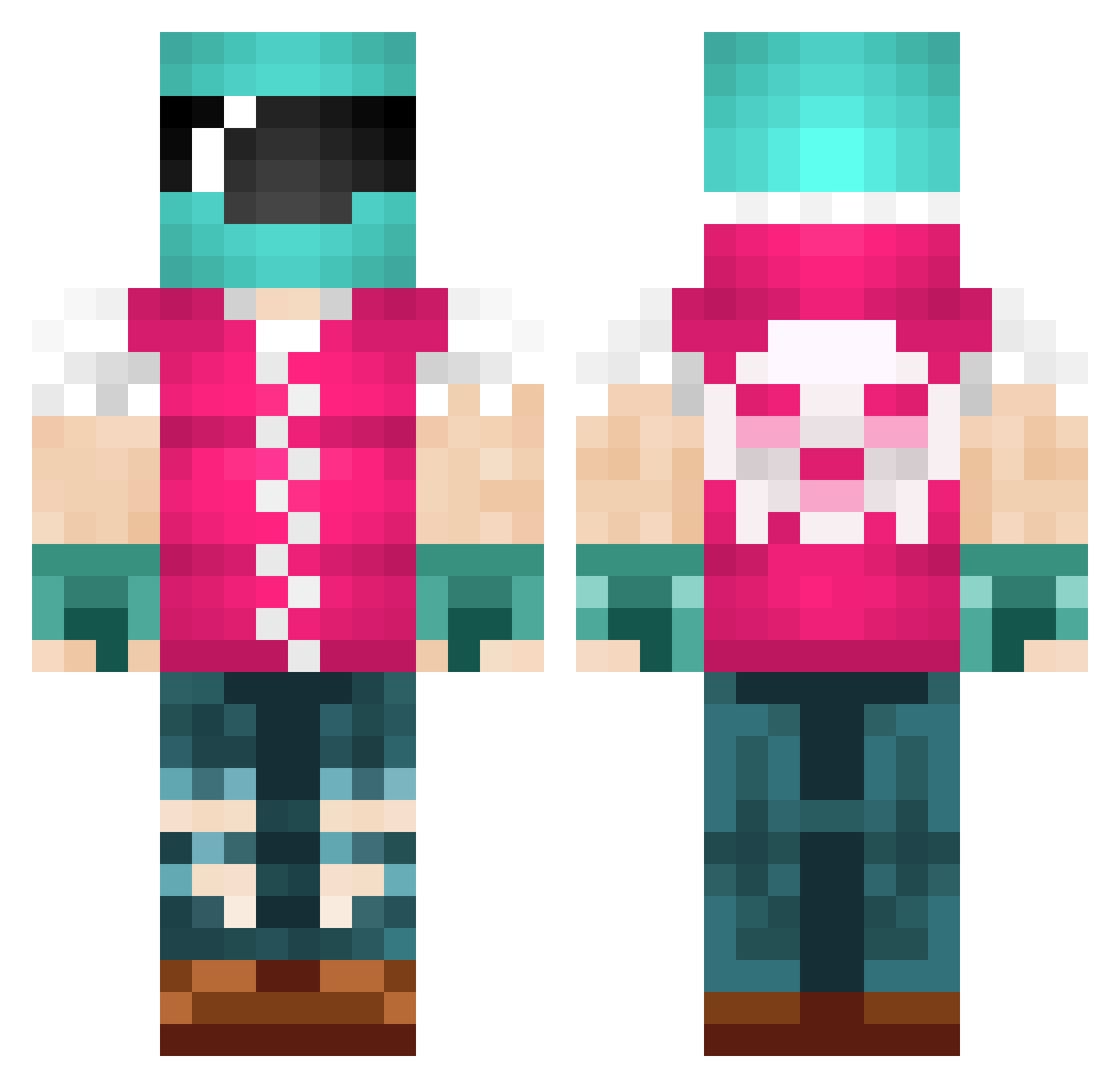 livingpuppet Minecraft skin, front and back view