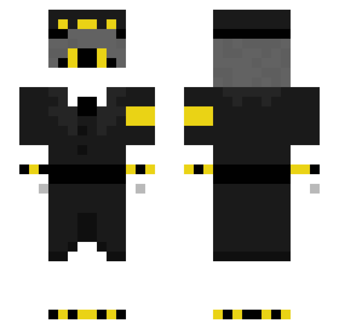 Ghostdark001 Minecraft skin, front and back view