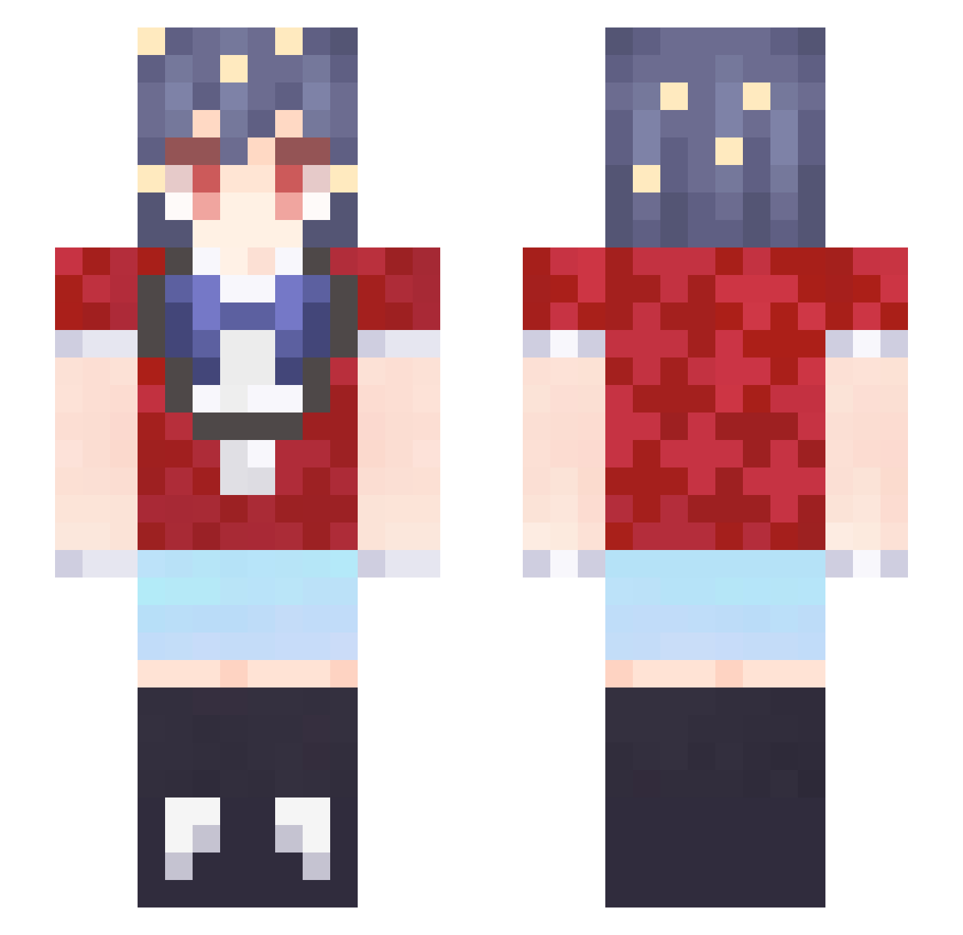 Mizuno_Ai Minecraft skin, front and back view