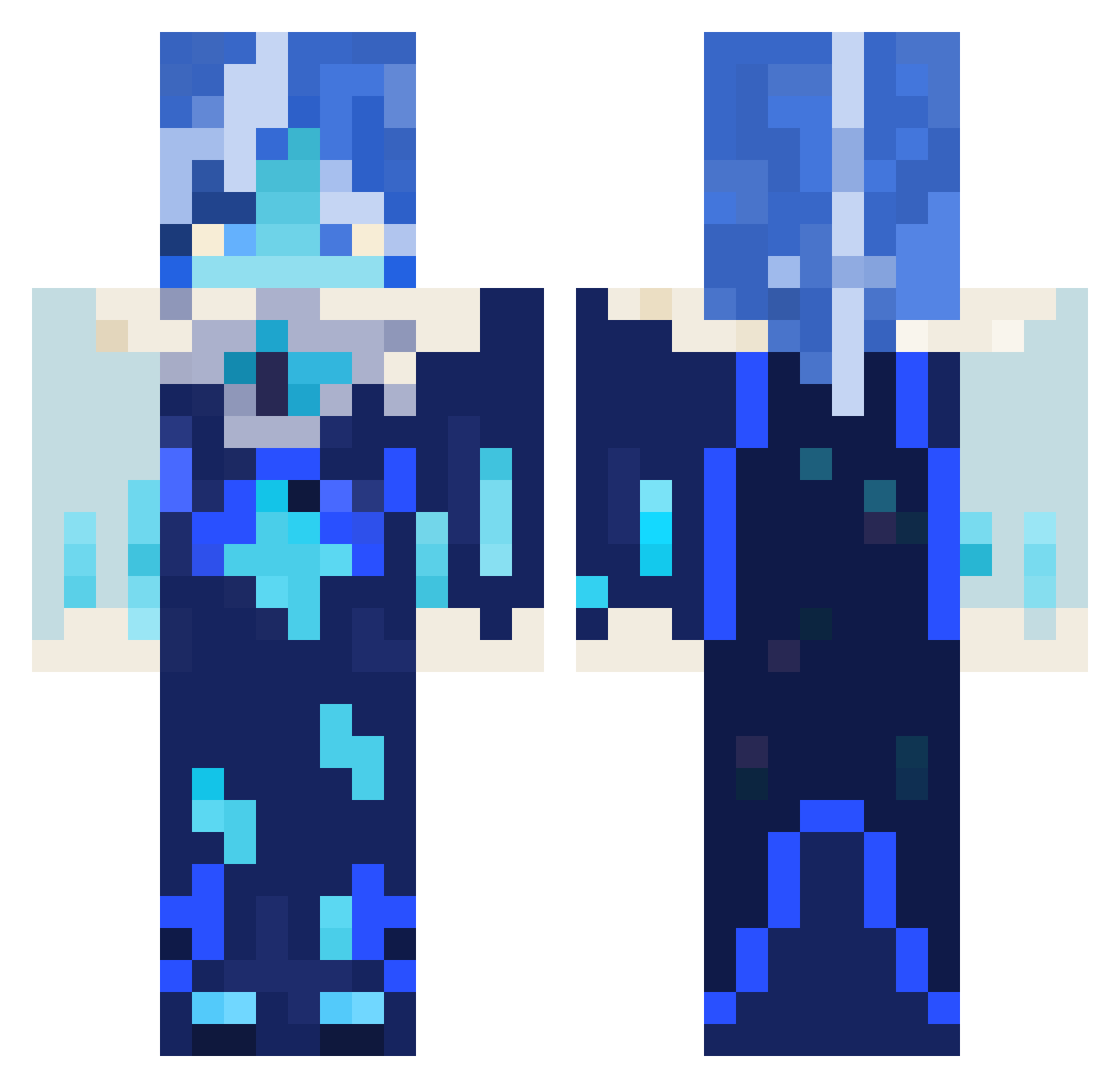 Vaneestors Minecraft skin, front and back view