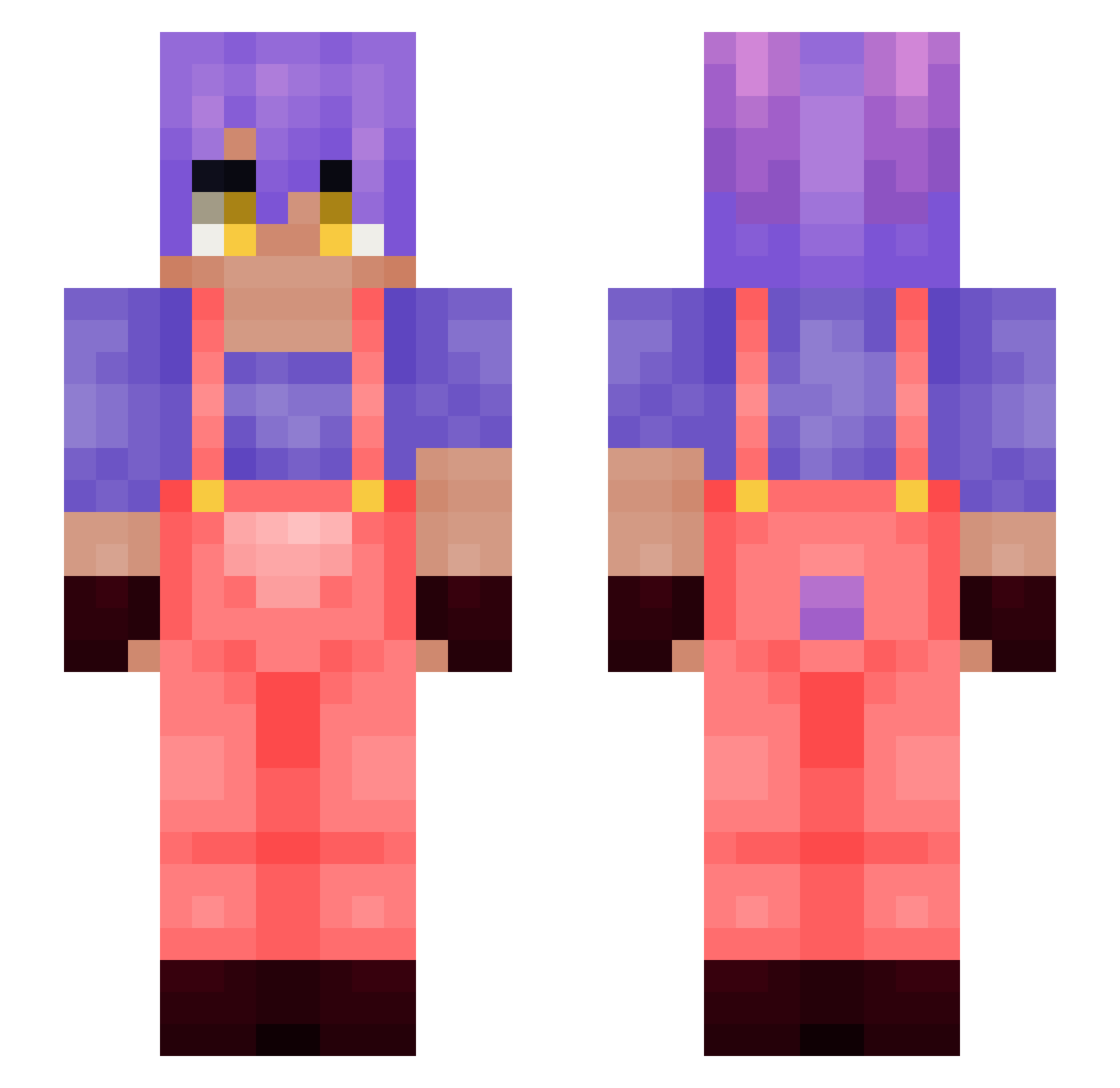 Humorous_ Minecraft skin, front and back view