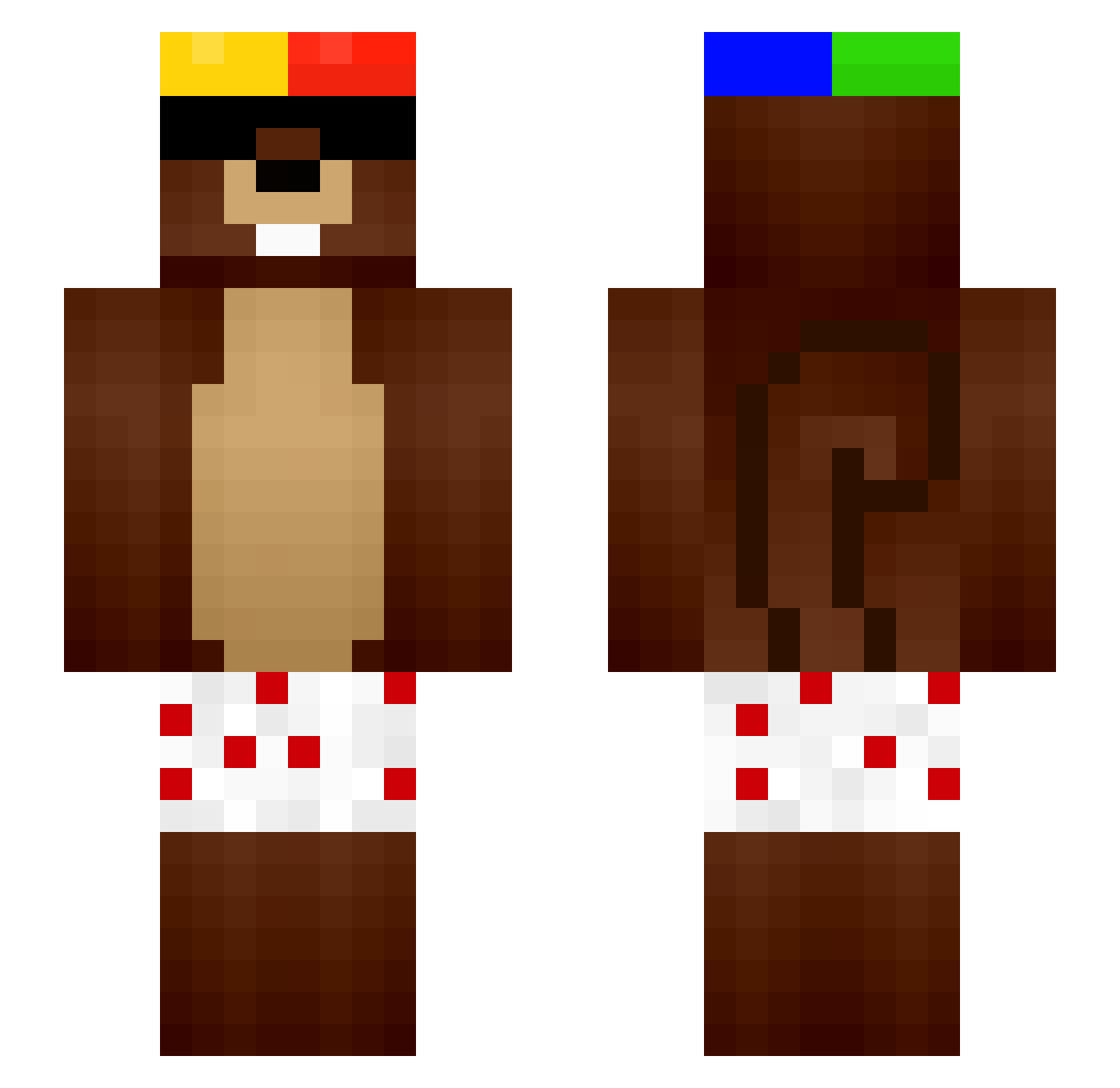 hixico Minecraft skin, front and back view
