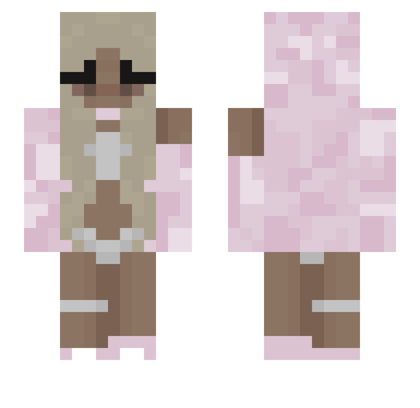 Renaawl Minecraft skin, front and back view