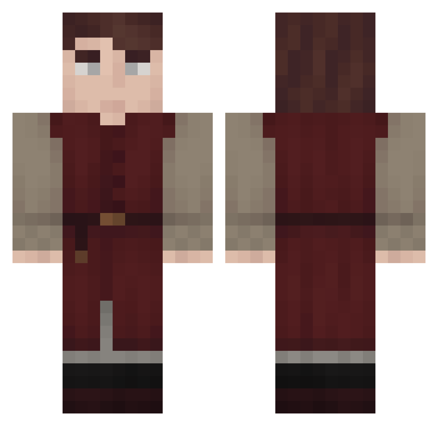 SimplySeo Minecraft skin, front and back view