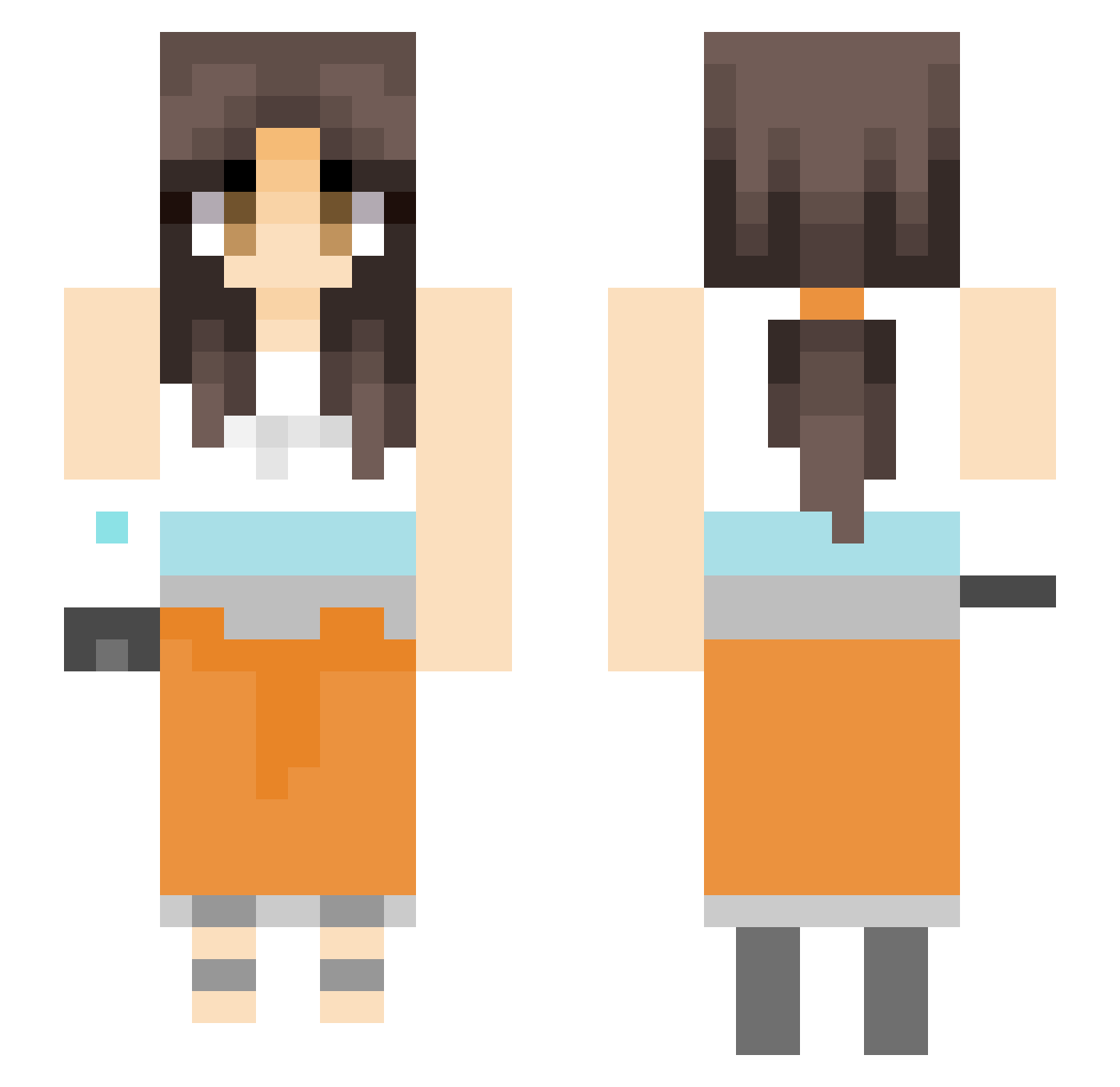 ZazNight Minecraft skin, front and back view