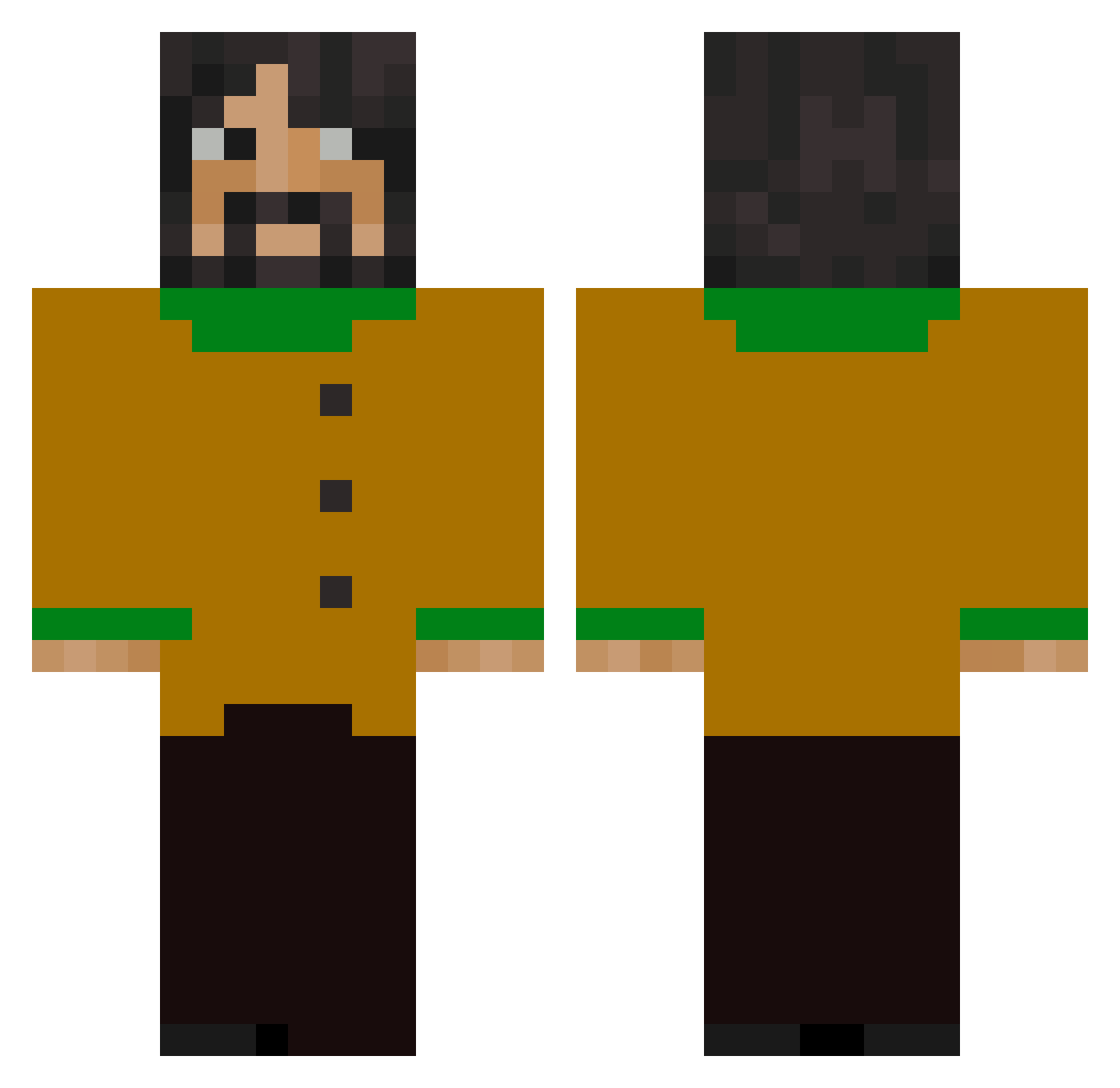 TheGodKaio Minecraft skin, front and back view