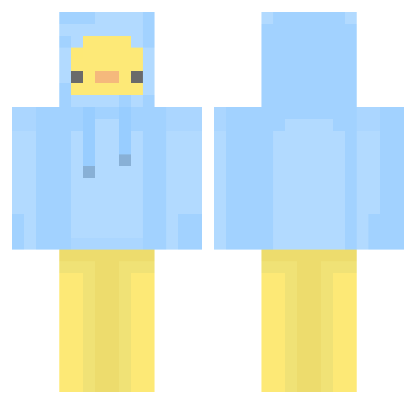 abigail Minecraft skin, front and back view