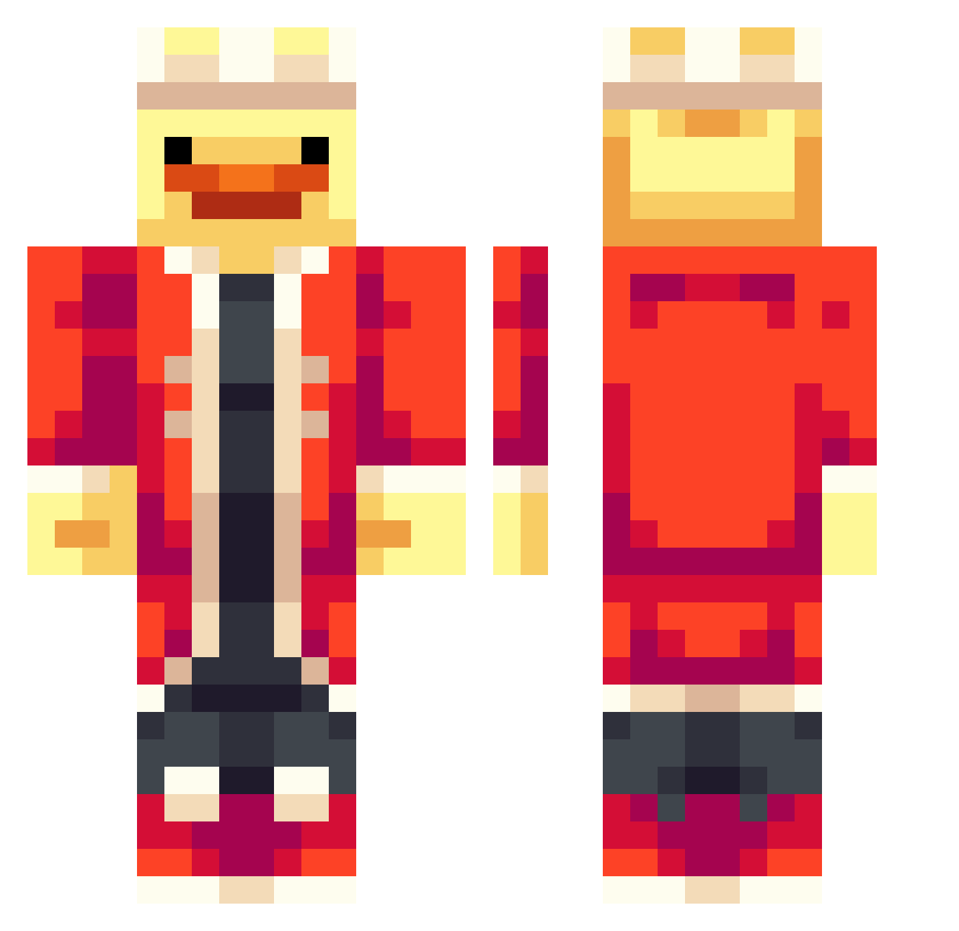 copperracks Minecraft skin, front and back view