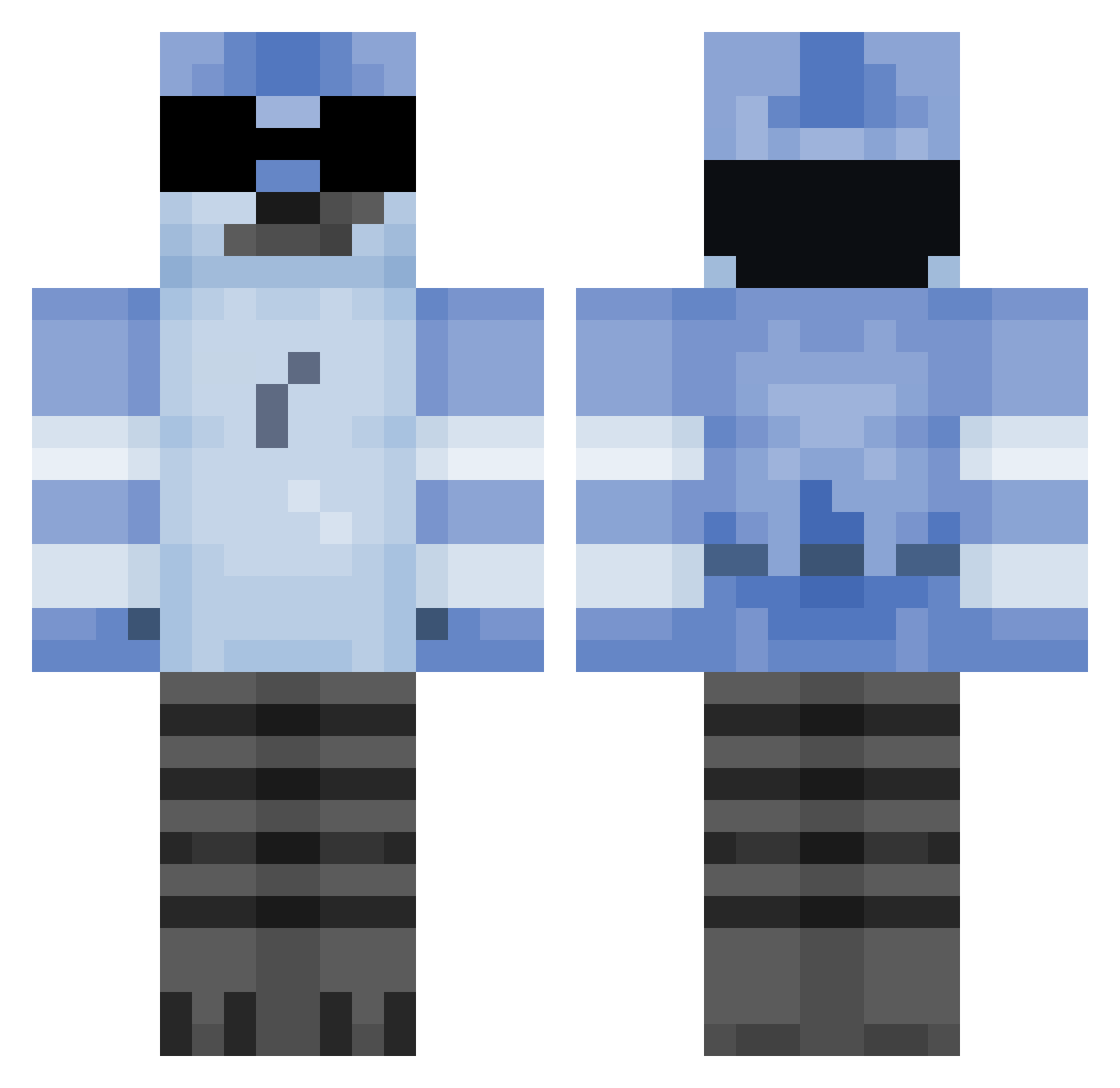 NickGas Minecraft skin, front and back view