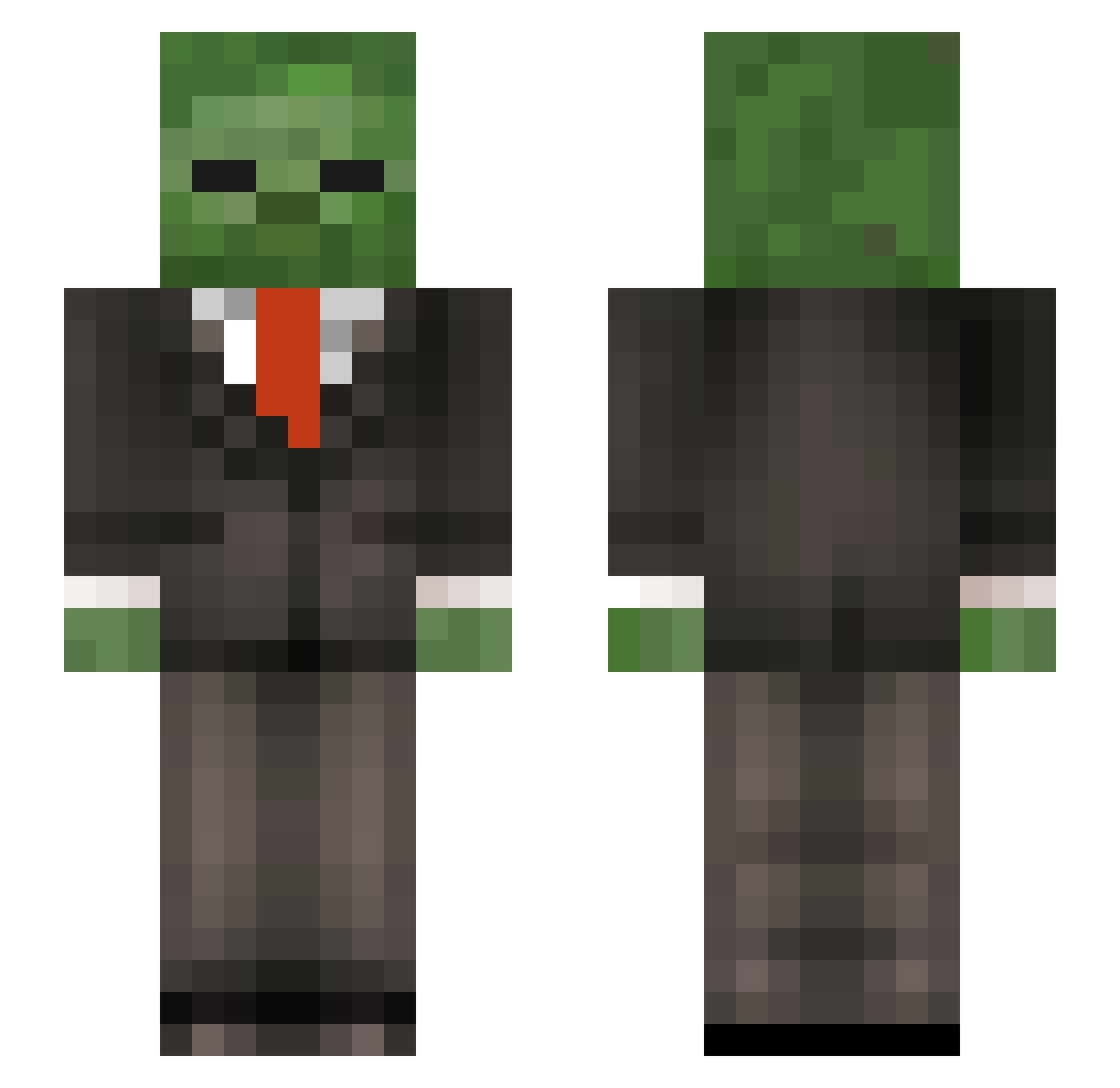 ZombCraftLP Minecraft skin, front and back view