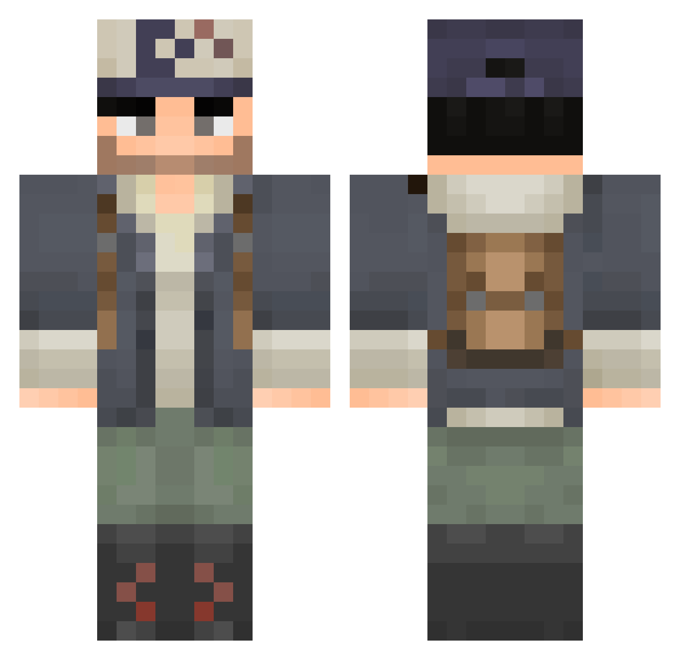hewdy Minecraft skin, front and back view