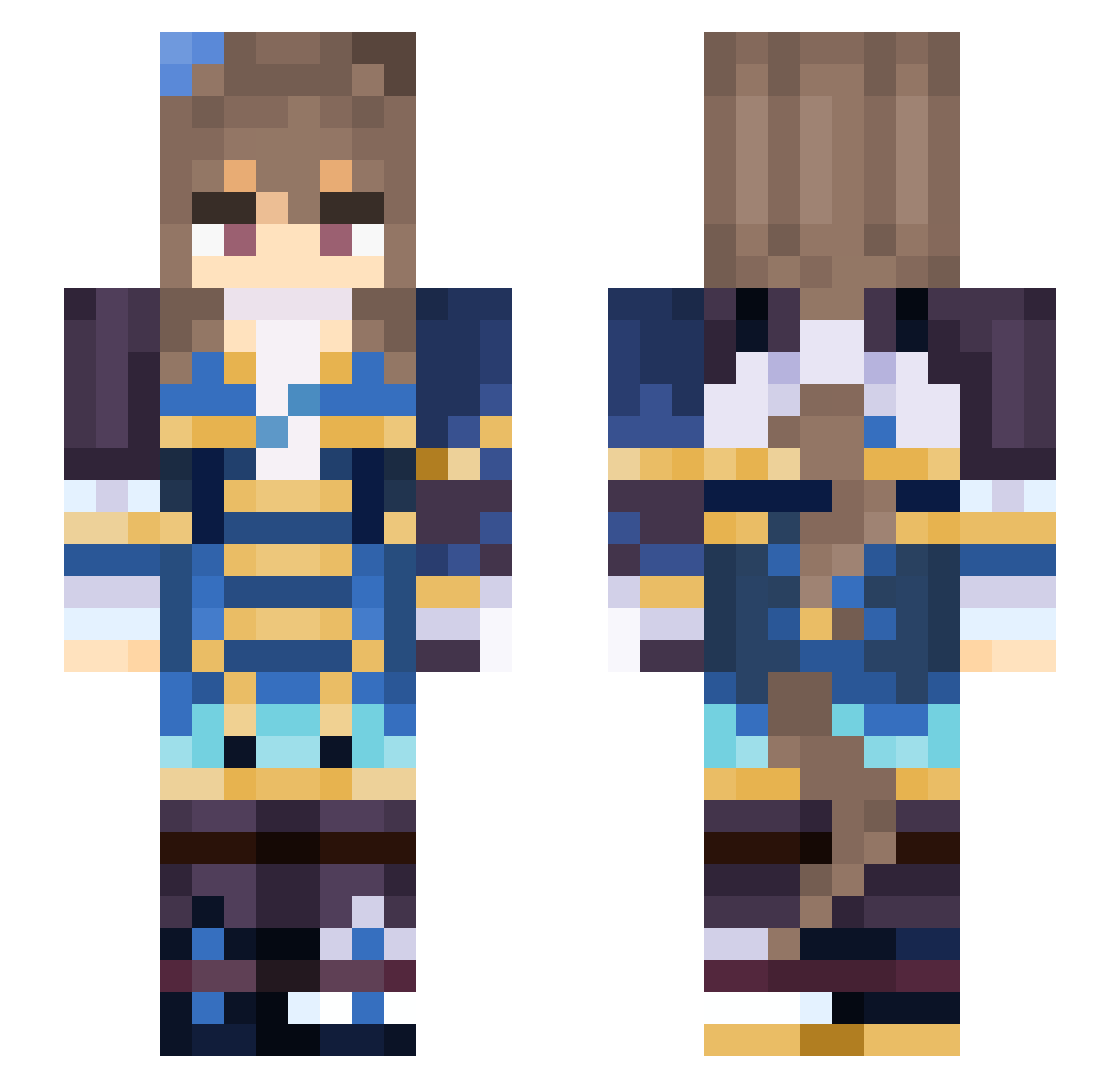 FlameBirdM Minecraft skin, front and back view