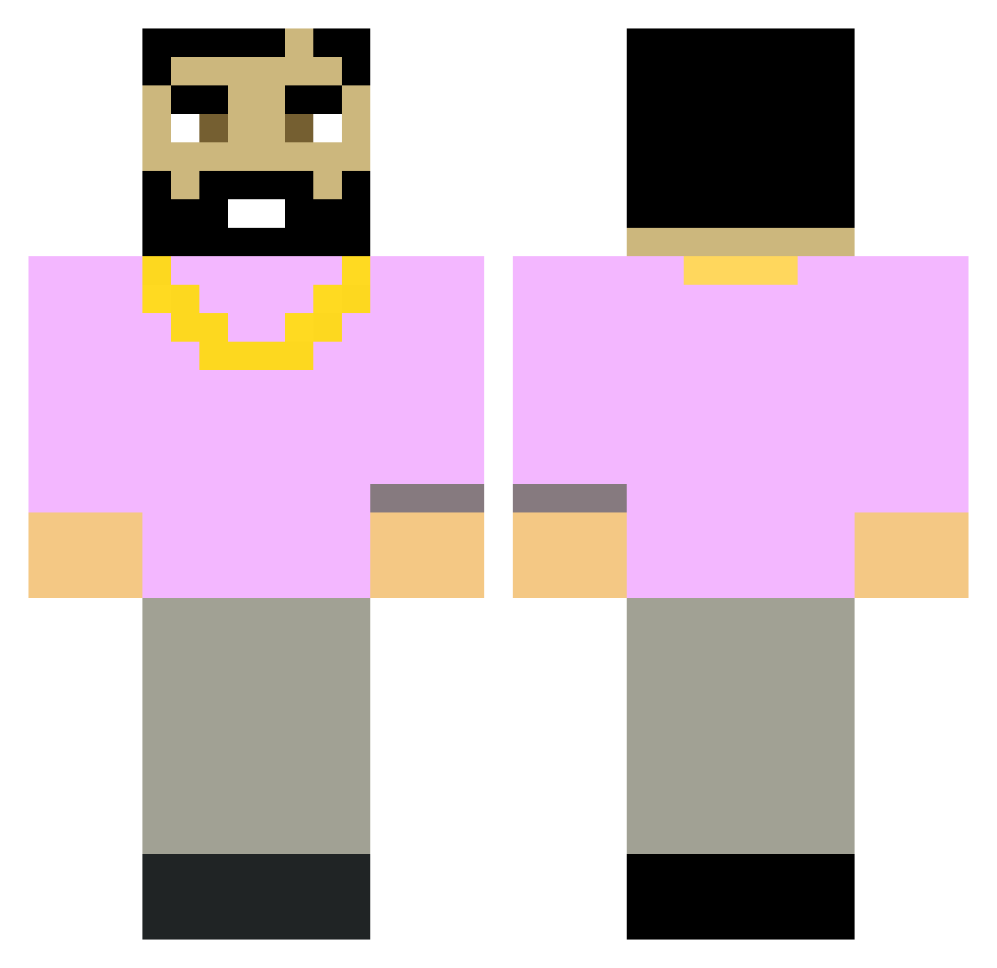 aip0m Minecraft skin, front and back view