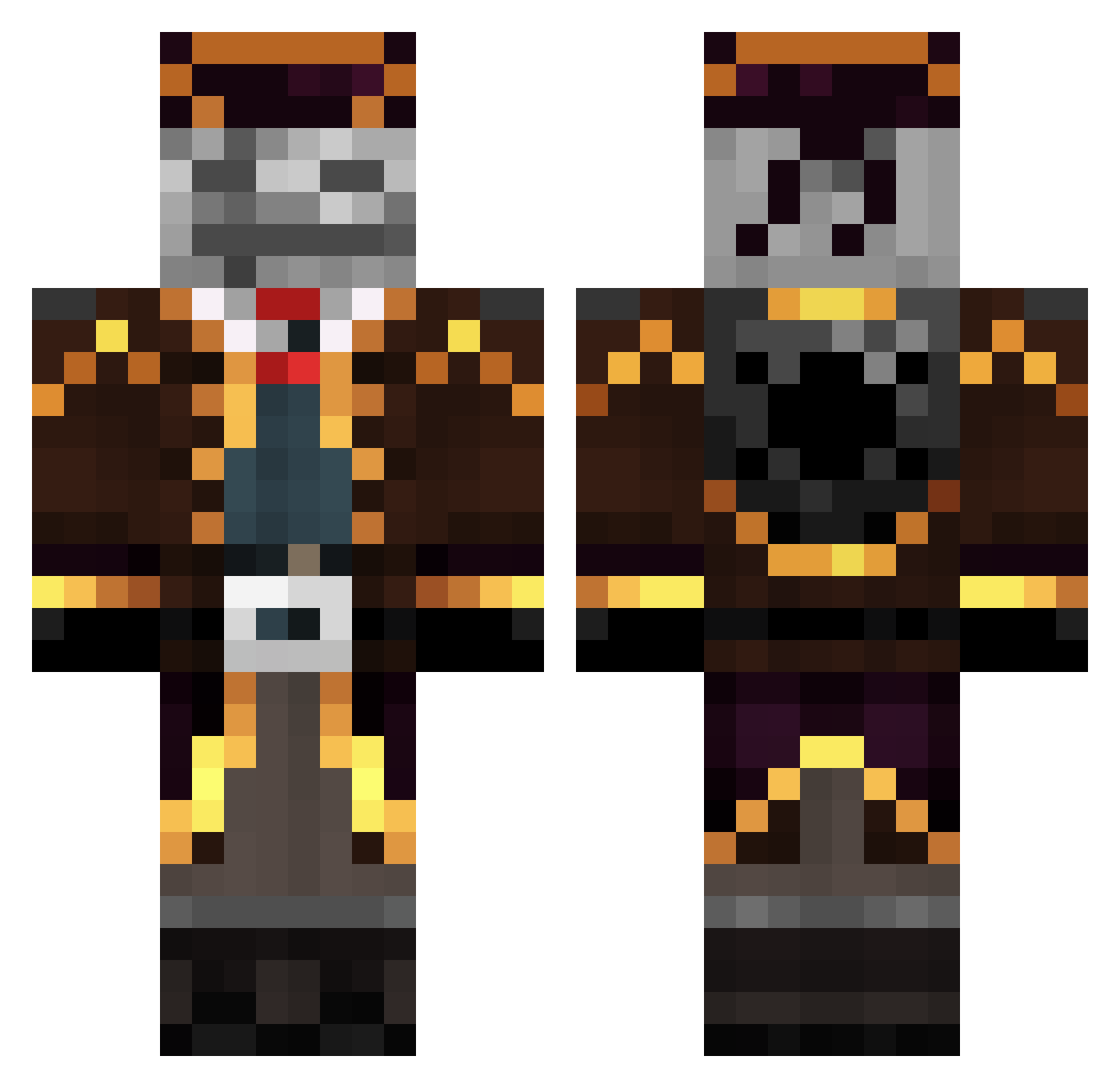 vKipe Minecraft skin, front and back view