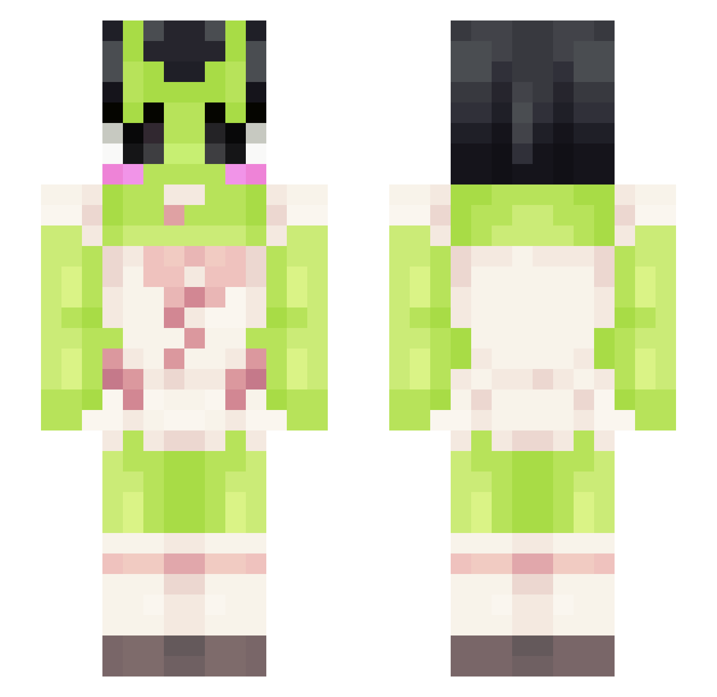 BellyBellay Minecraft skin, front and back view