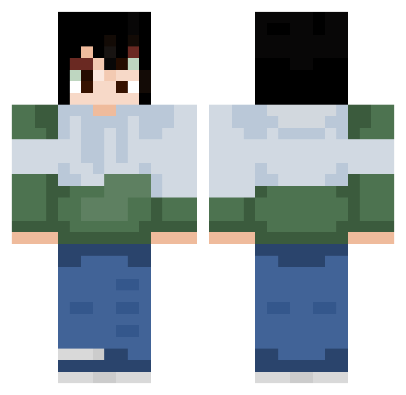 bendy_pit Minecraft skin, front and back view