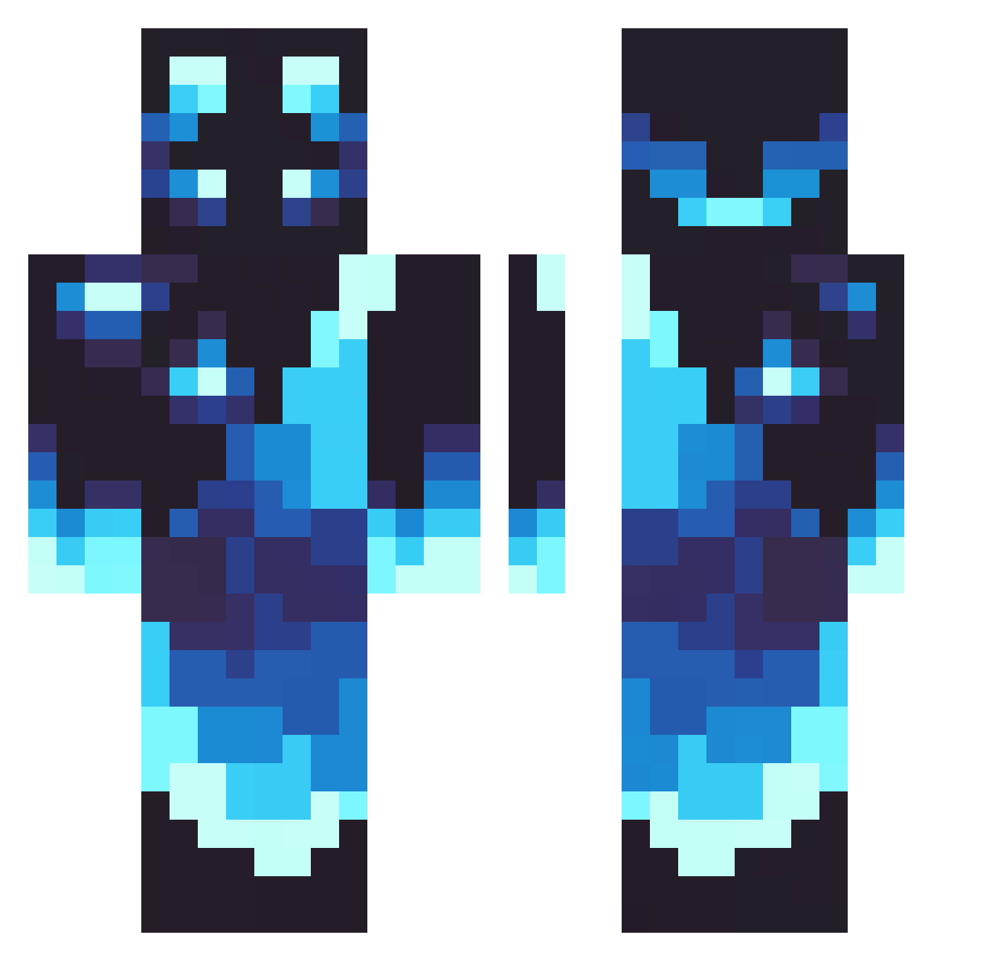 ImNotBeppe Minecraft skin, front and back view