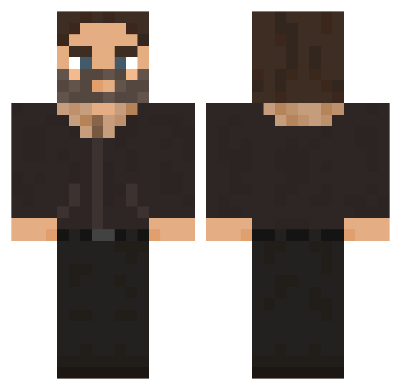 Decompresses Minecraft skin, front and back view