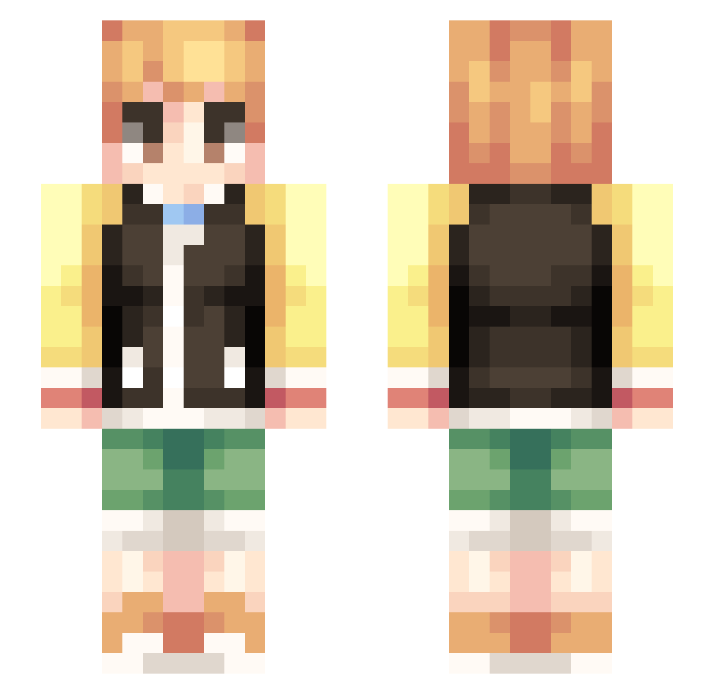 ToastToast_ Minecraft skin, front and back view