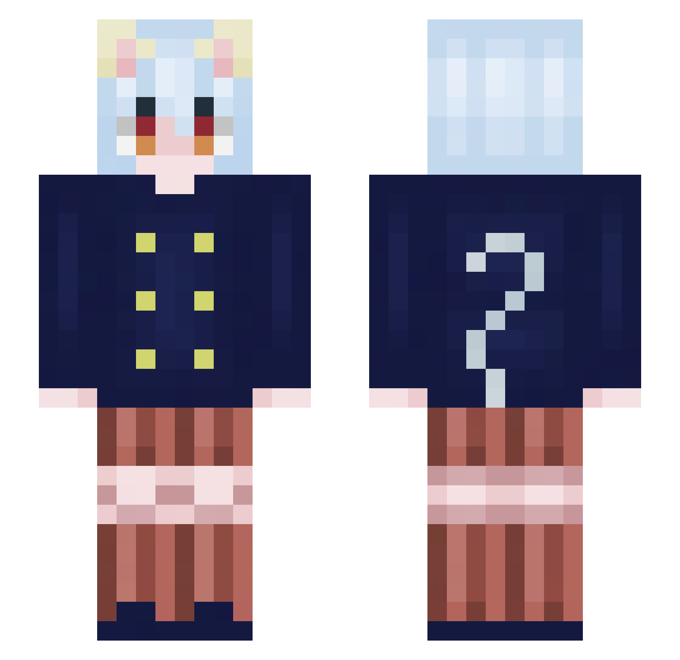 Flax28 Minecraft skin, front and back view