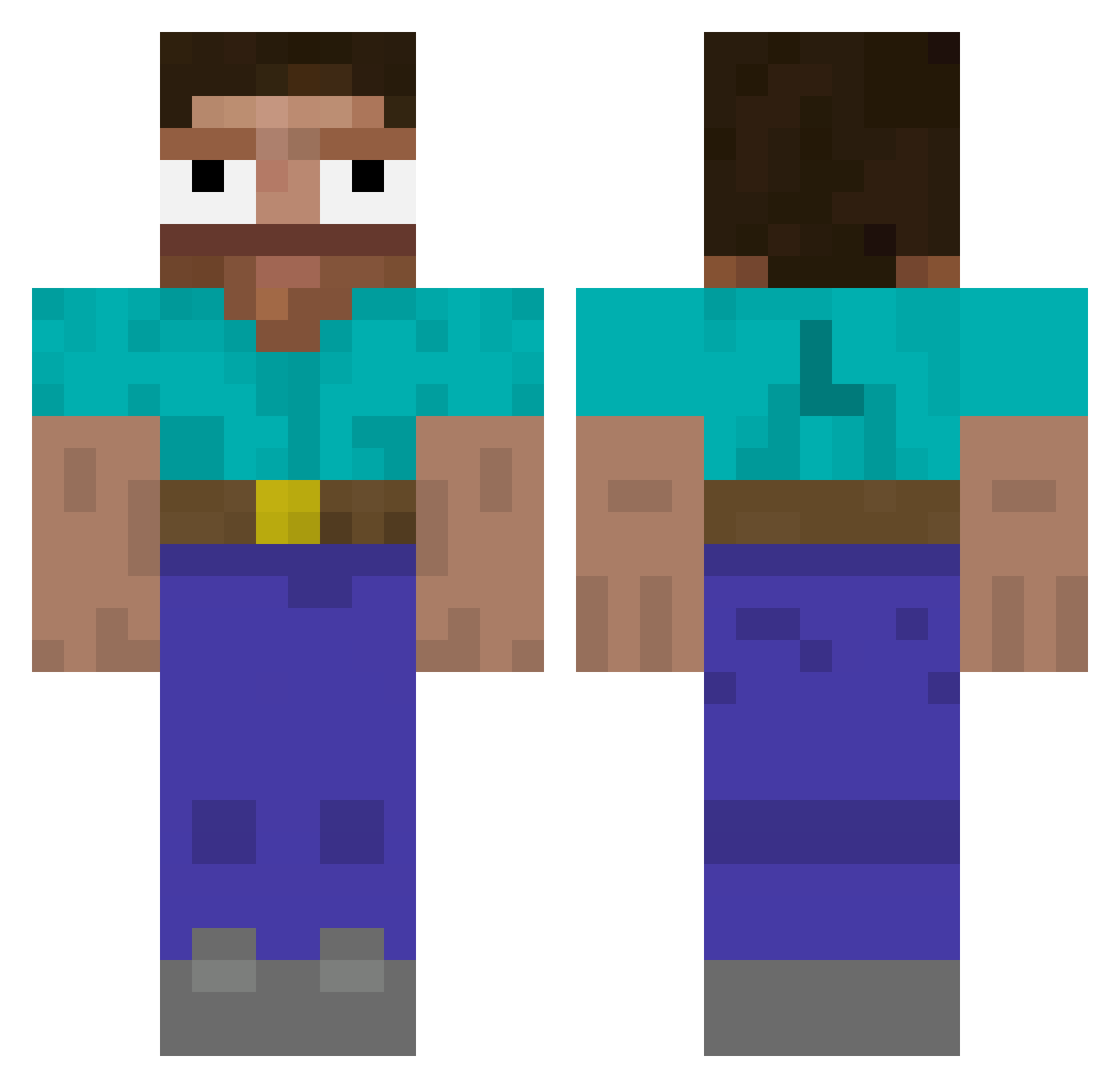 xJoonax Minecraft skin, front and back view