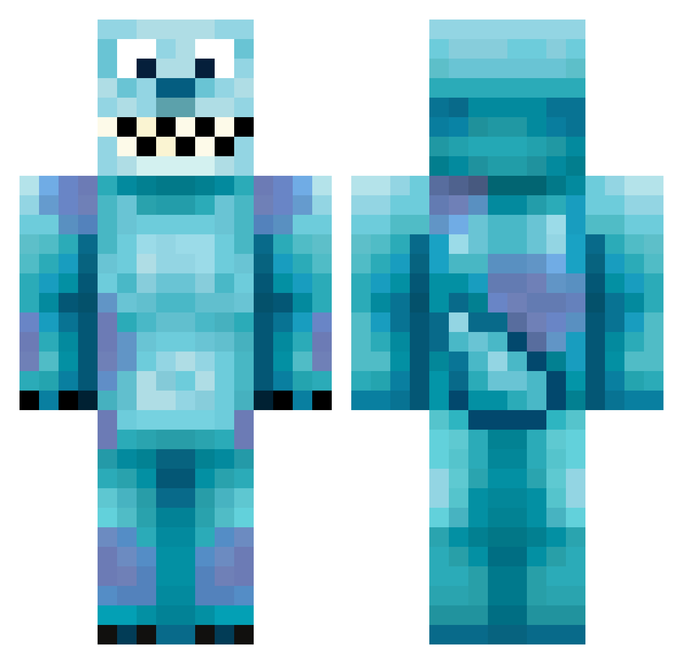Bedeci Minecraft skin, front and back view