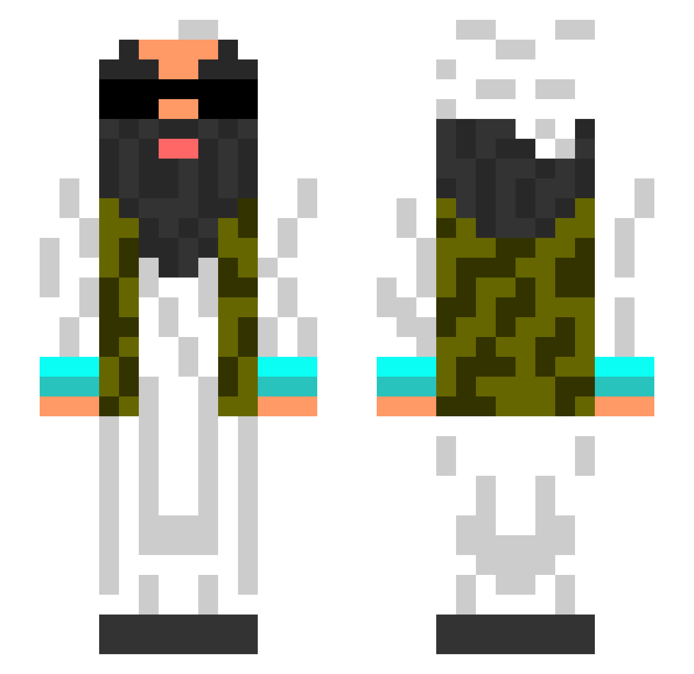 Russelnase Minecraft skin, front and back view