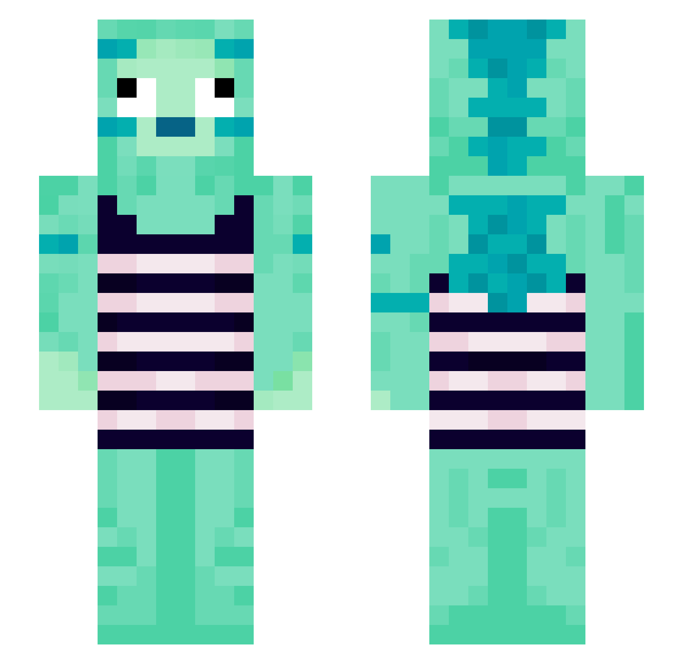 bonyfish Minecraft skin, front and back view
