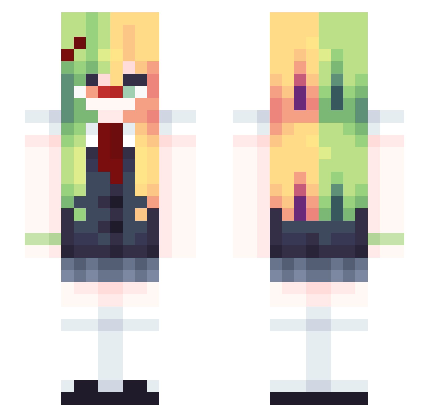 cursedmu Minecraft skin, front and back view