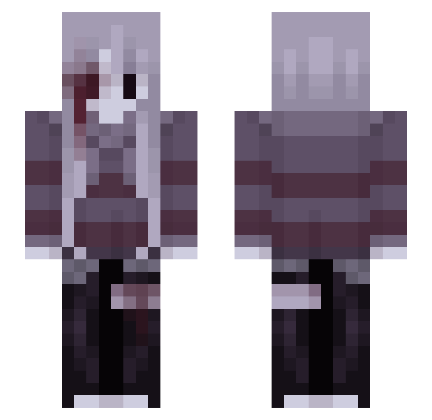 xXLyrraDark Minecraft skin, front and back view