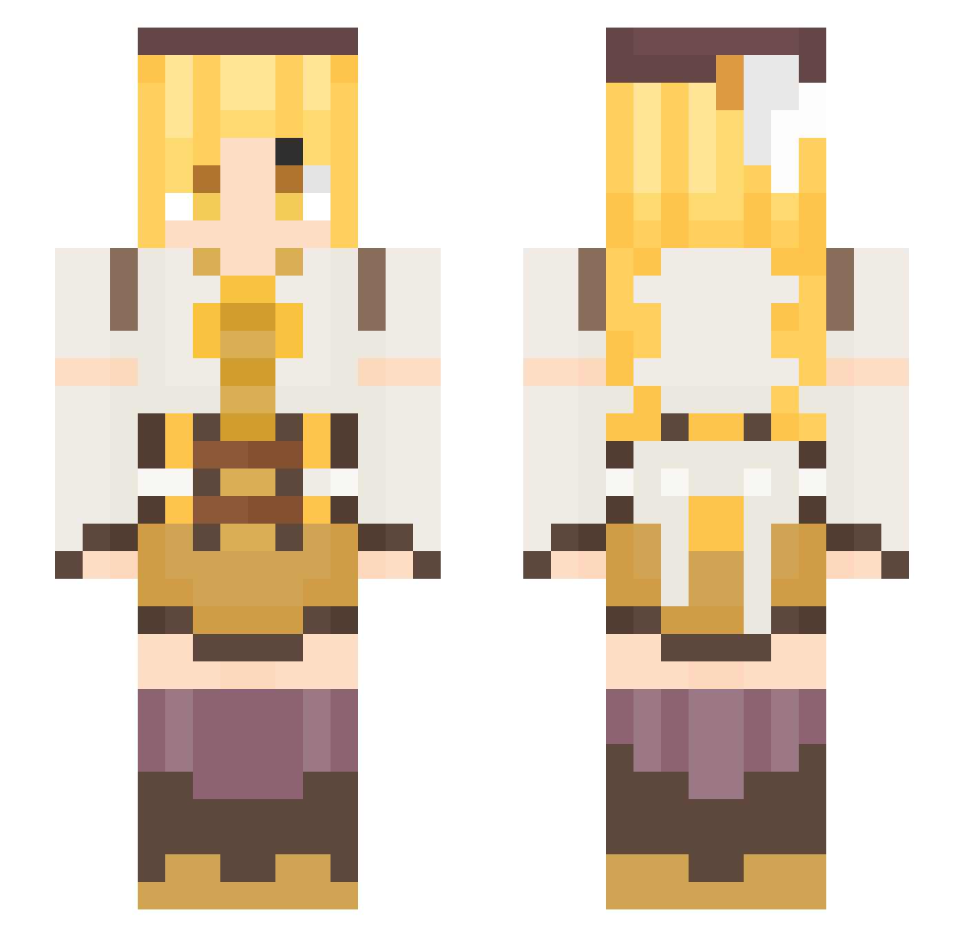 Kagaries Minecraft skin, front and back view