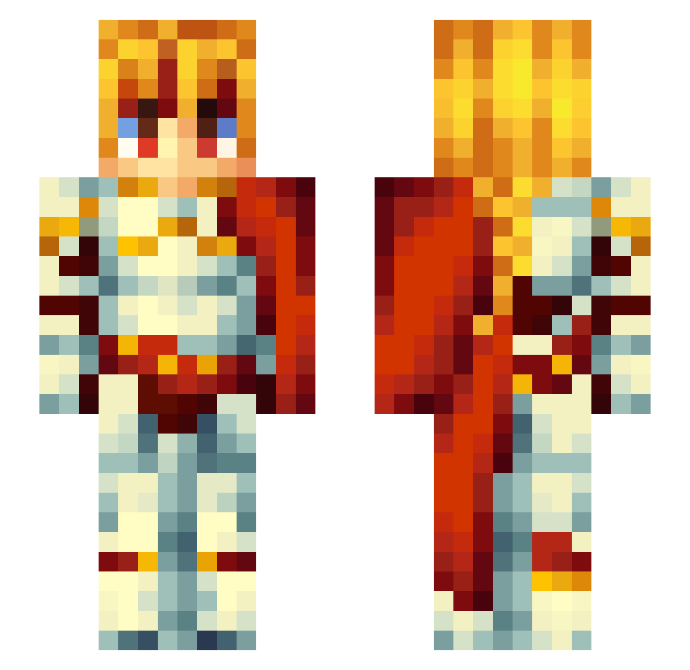 GwoDino Minecraft skin, front and back view