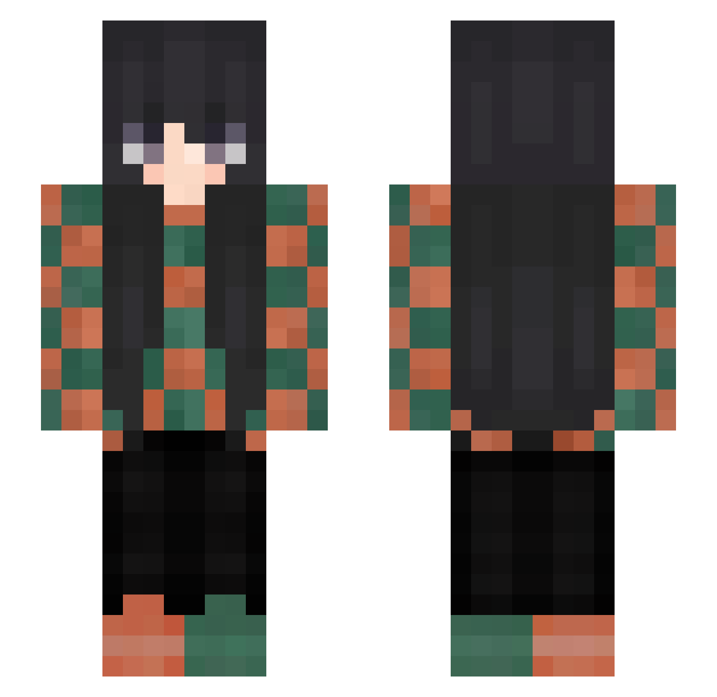 Jay180 Minecraft skin, front and back view