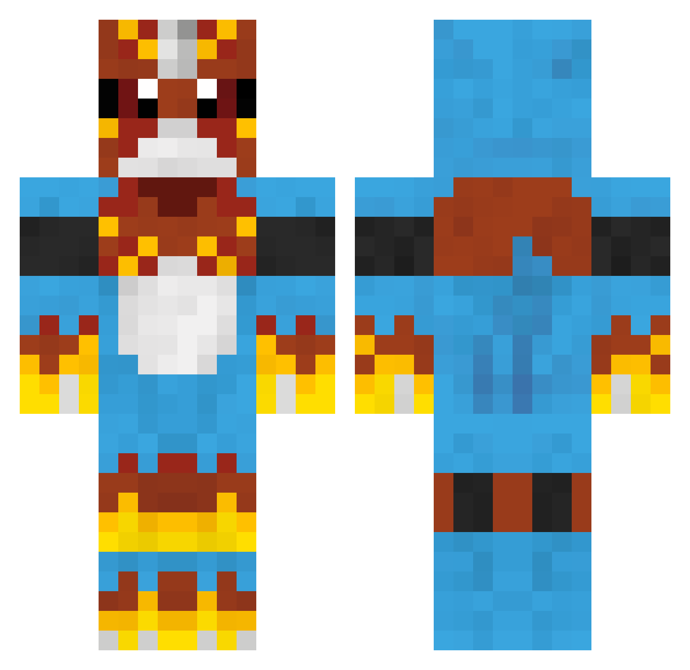 Crocodile_Merc Minecraft skin, front and back view