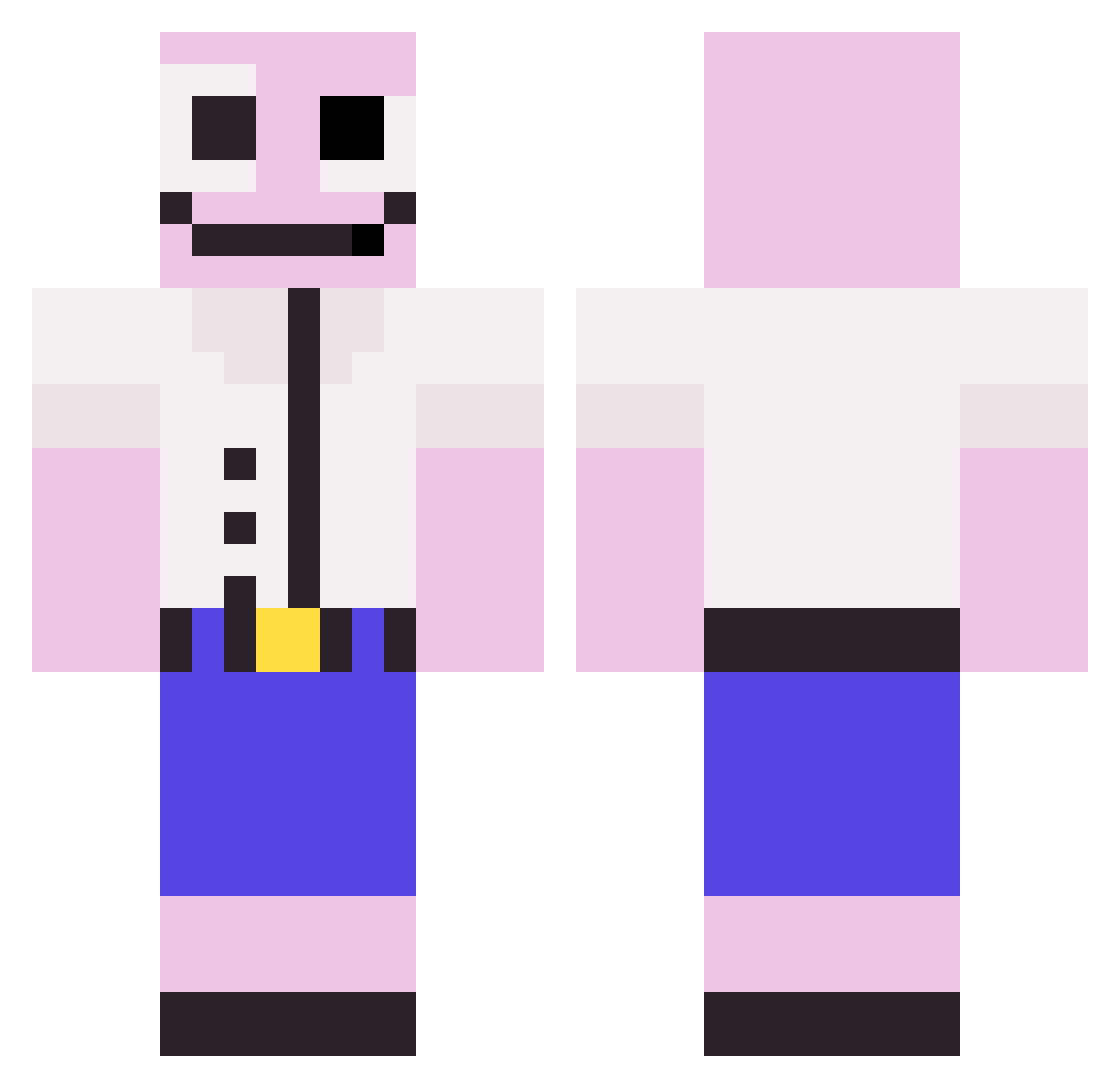 Ludawg Minecraft skin, front and back view