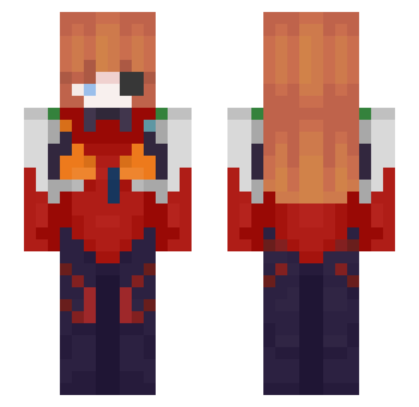 Bibibraer Minecraft skin, front and back view