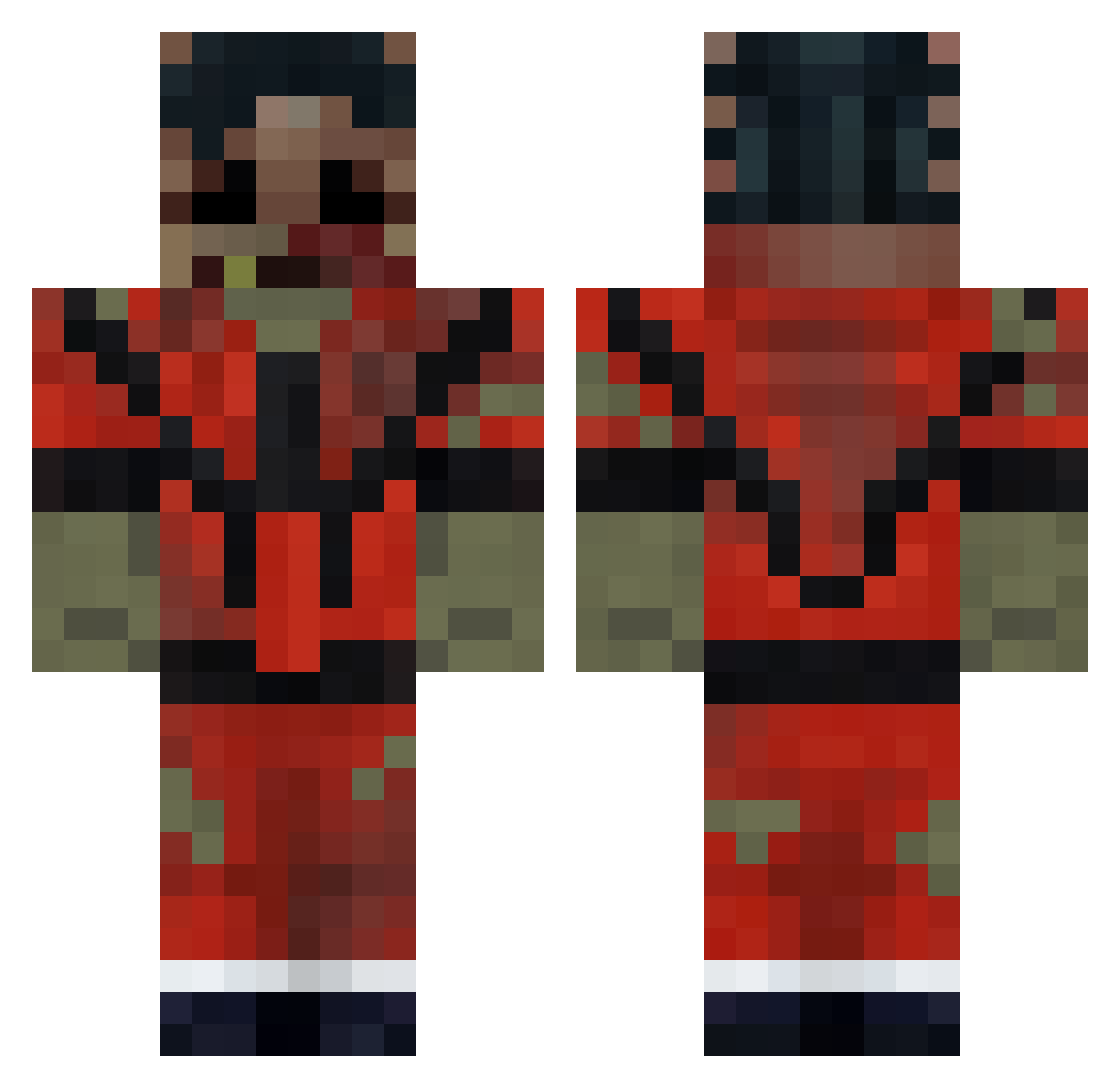 NeonApelMacan Minecraft skin, front and back view